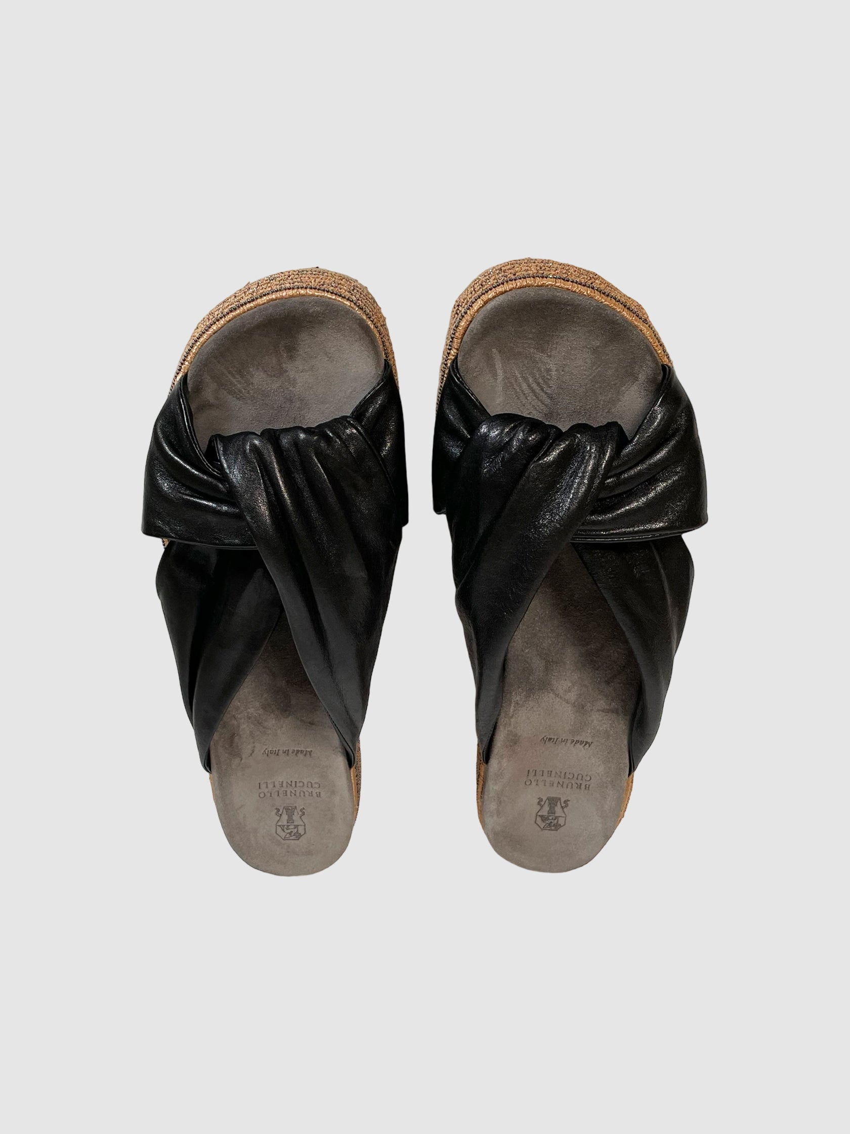 Leather Flatform Espadrilles - Size 41