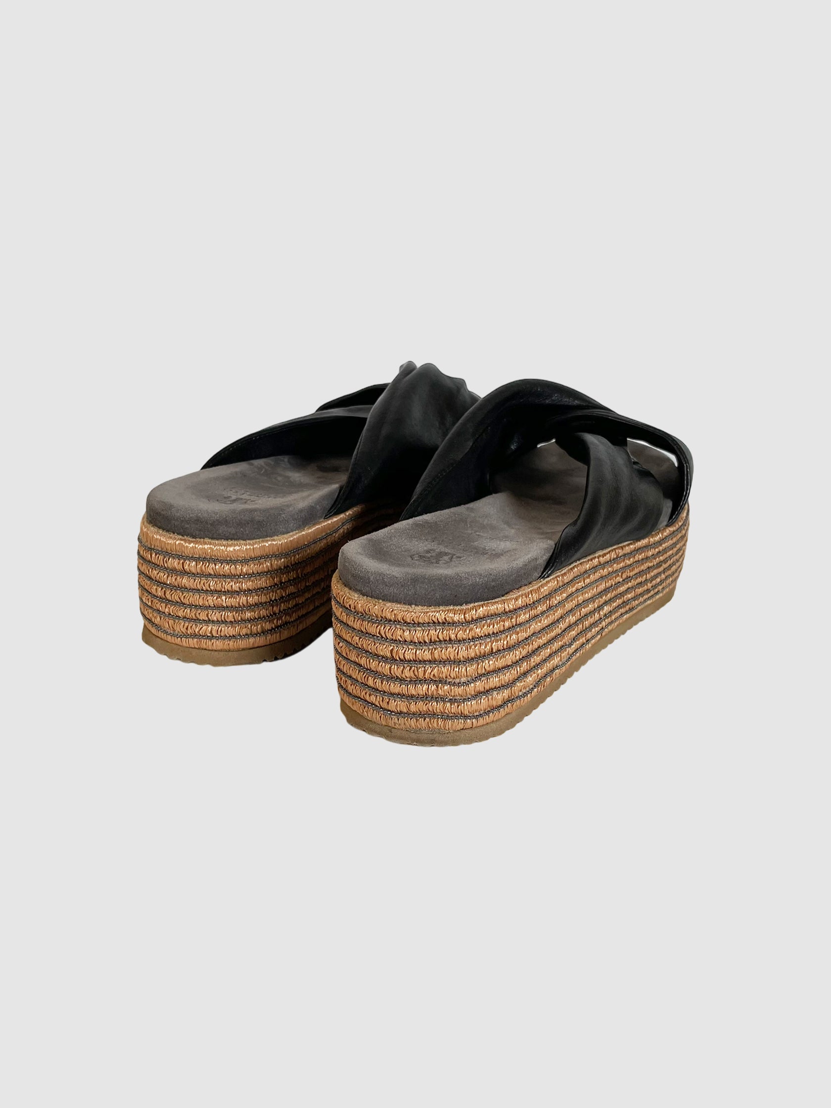 Leather Flatform Espadrilles - Size 41
