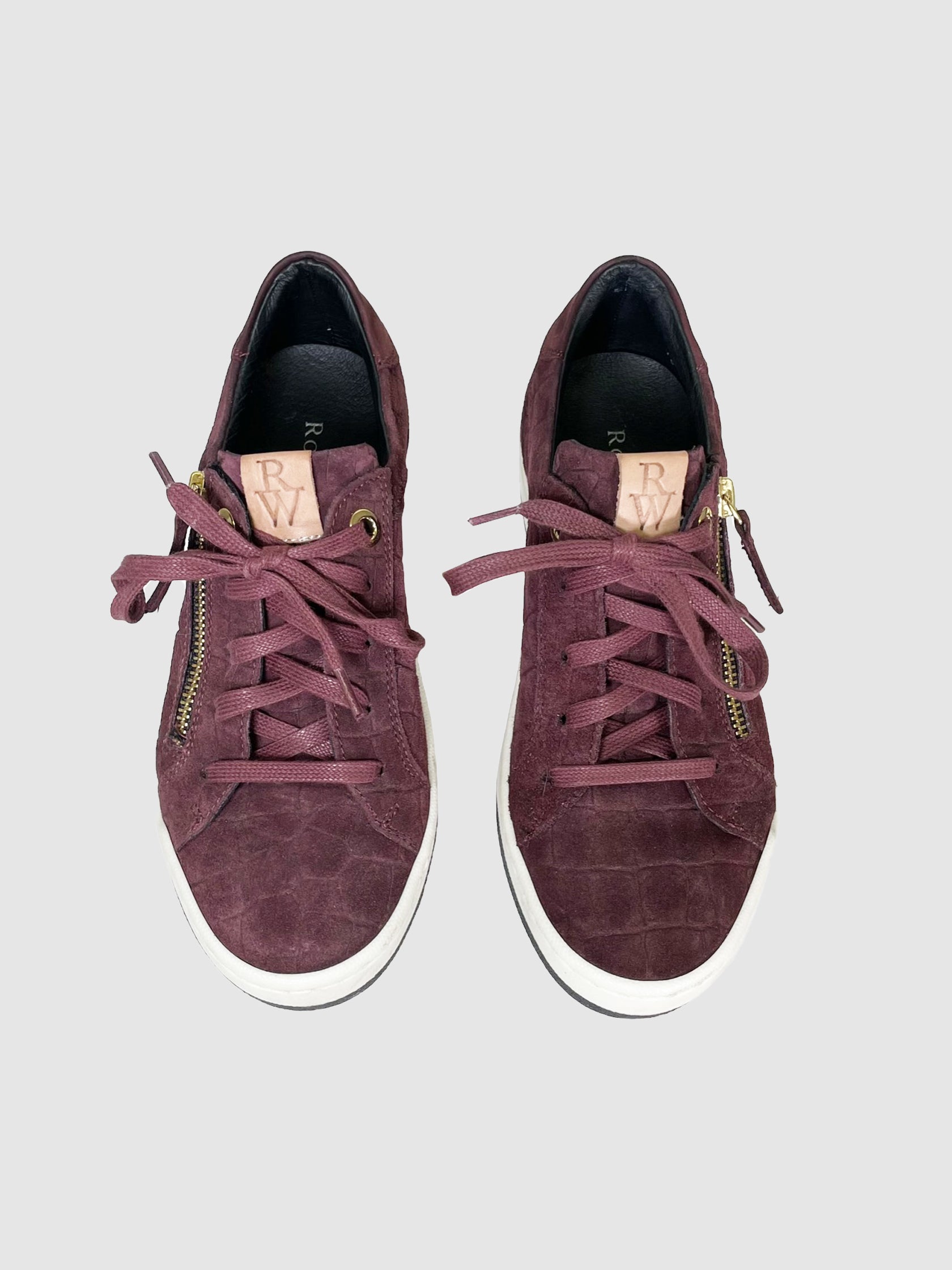 Suede Croc Embossed Sneakers - Size 36