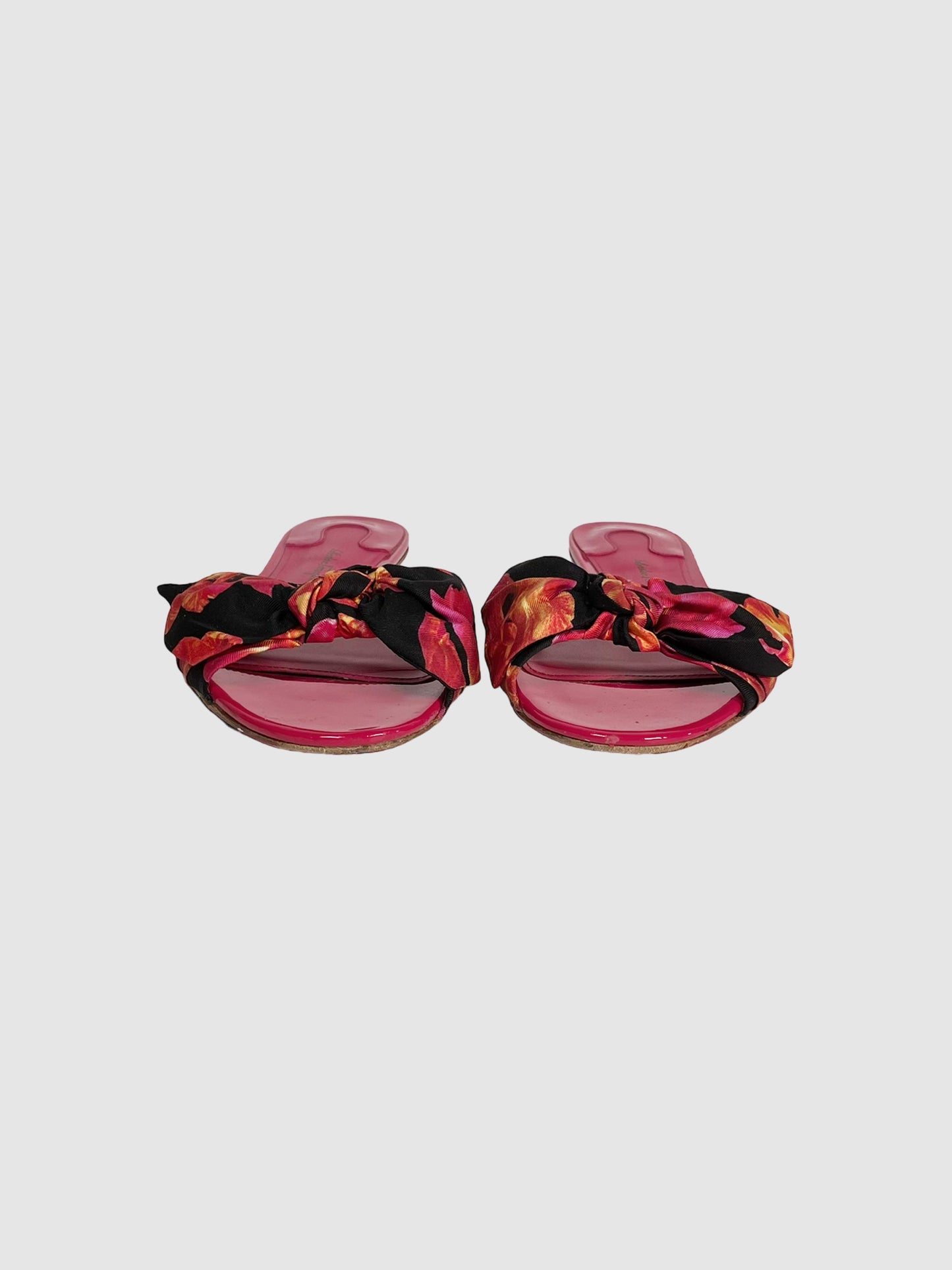 Salvatore Ferragamo 'Chianni' Floral Print Silk Slide Sandals - Size 7