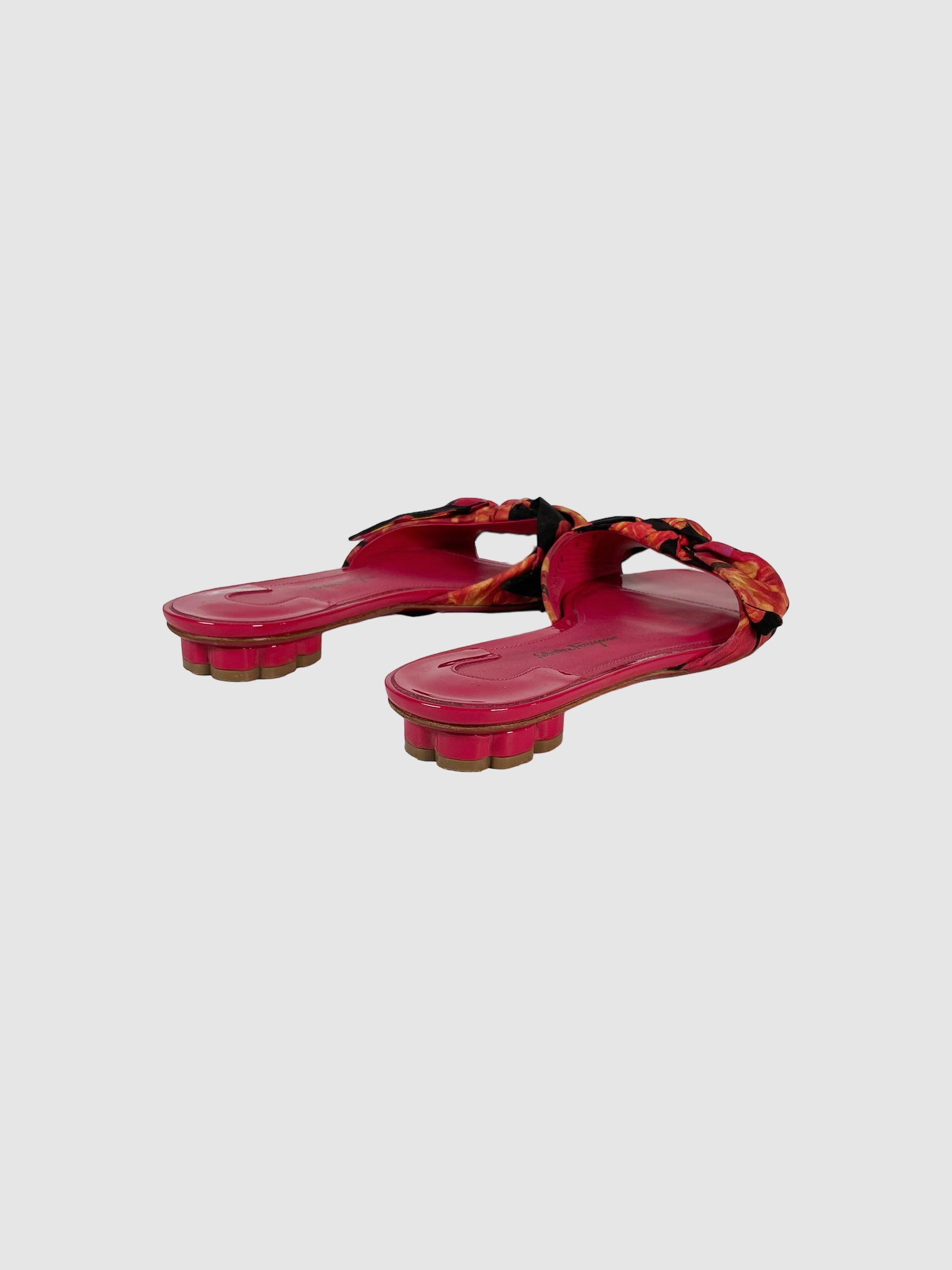 Salvatore Ferragamo 'Chianni' Floral Print Silk Slide Sandals - Size 7