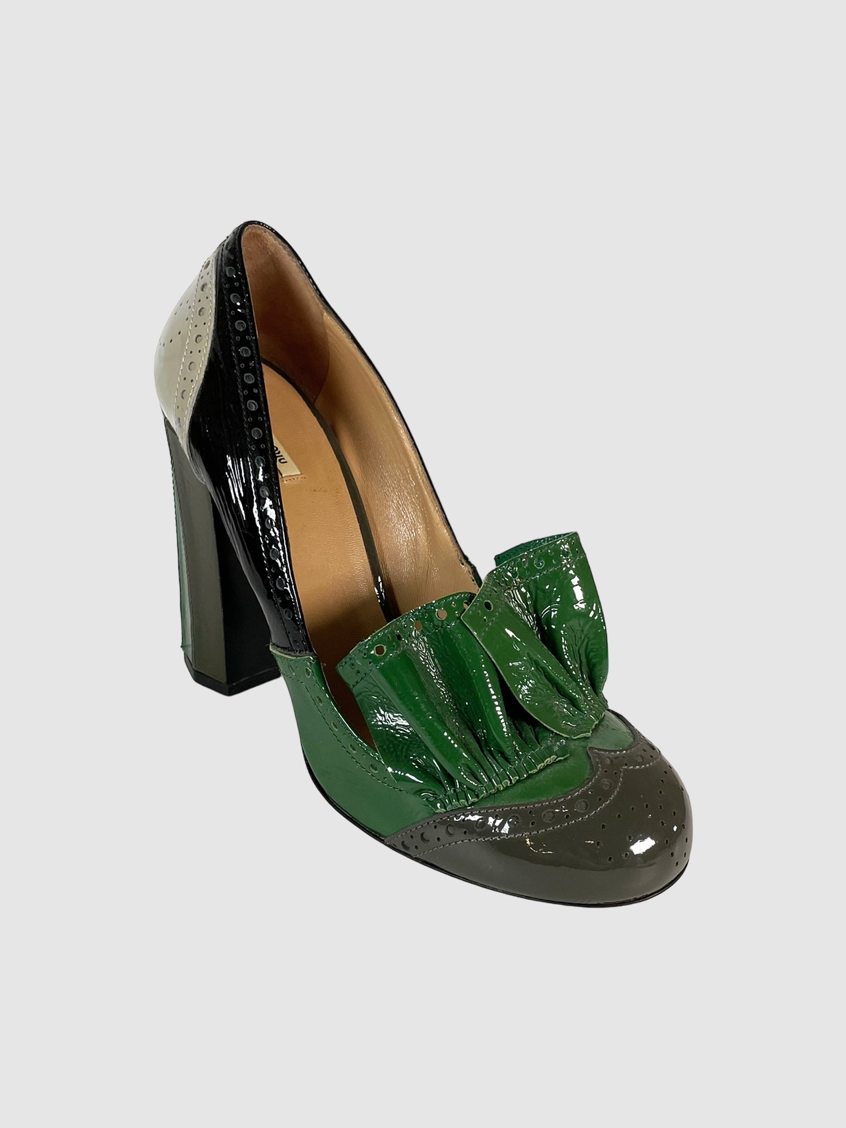 Patent Leather Ruffle Pumps - Size 38