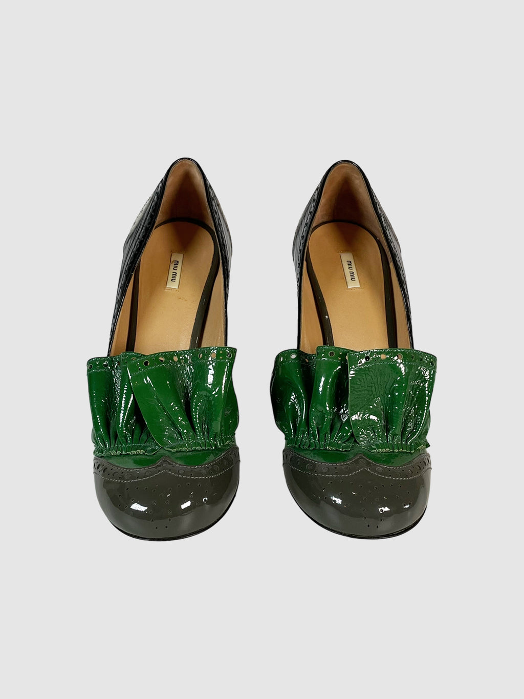 Patent Leather Ruffle Pumps - Size 38