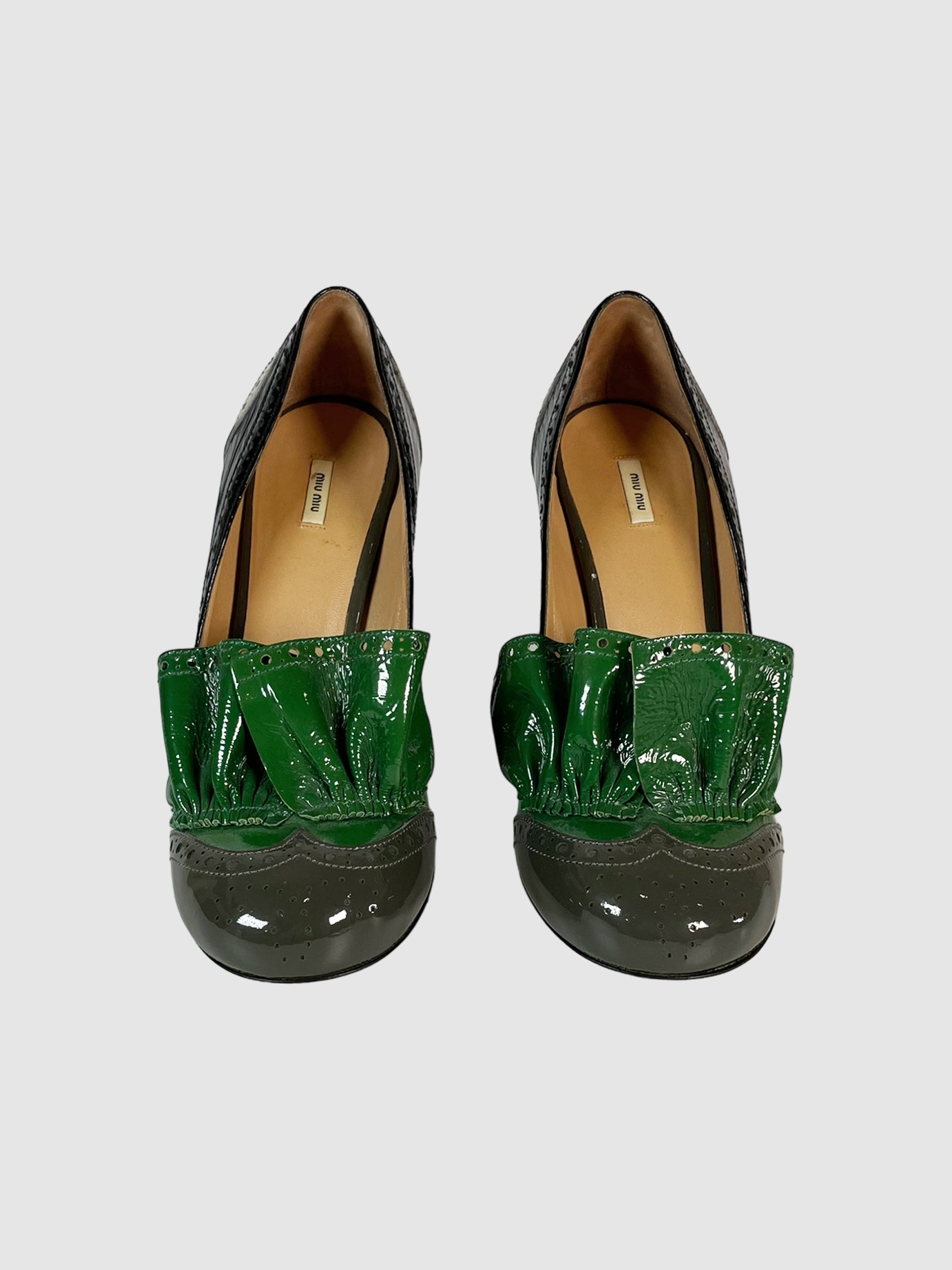 Patent Leather Ruffle Pumps - Size 38