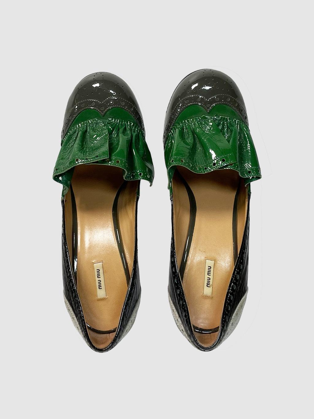Patent Leather Ruffle Pumps - Size 38
