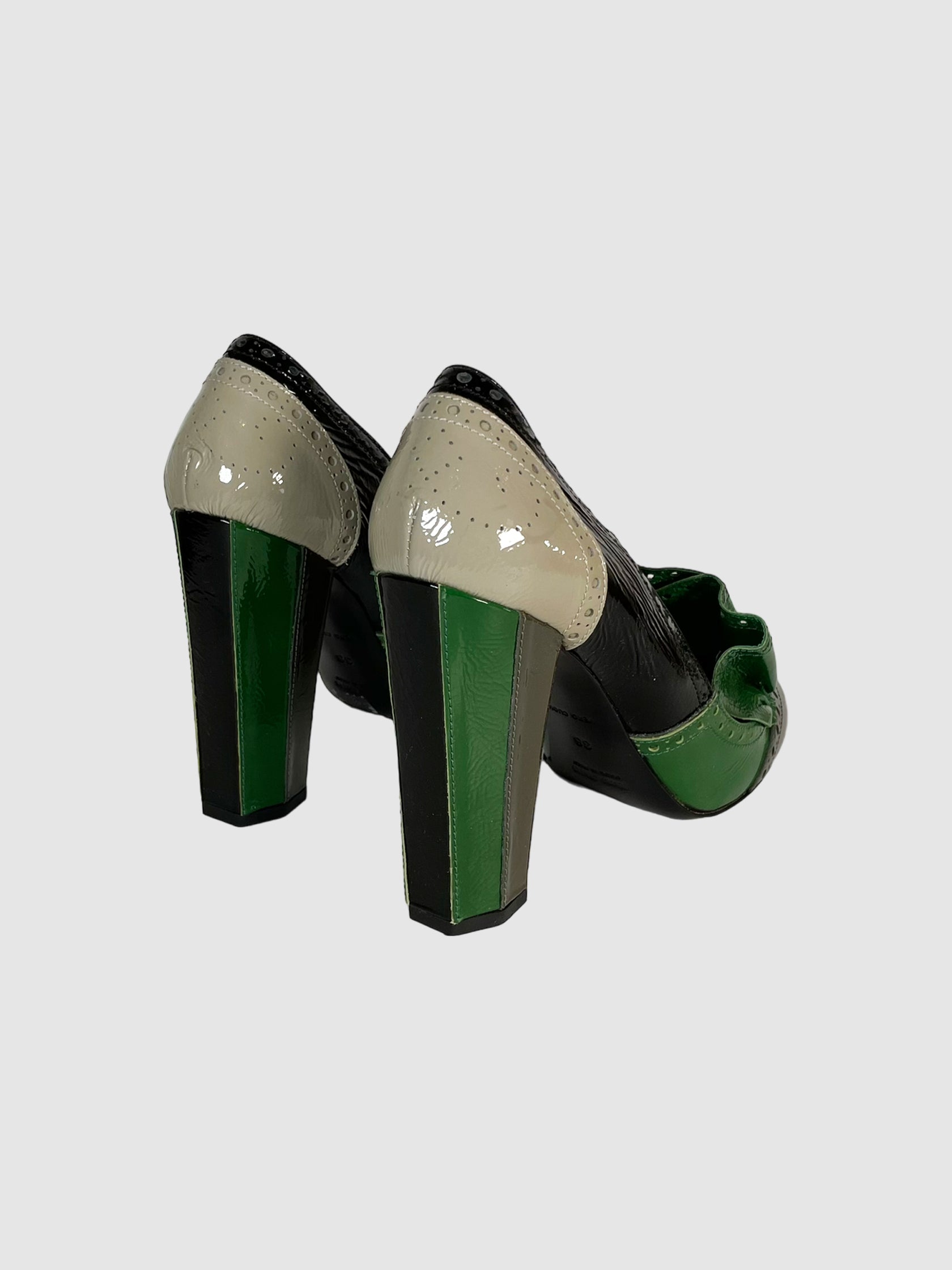 Patent Leather Ruffle Pumps - Size 38