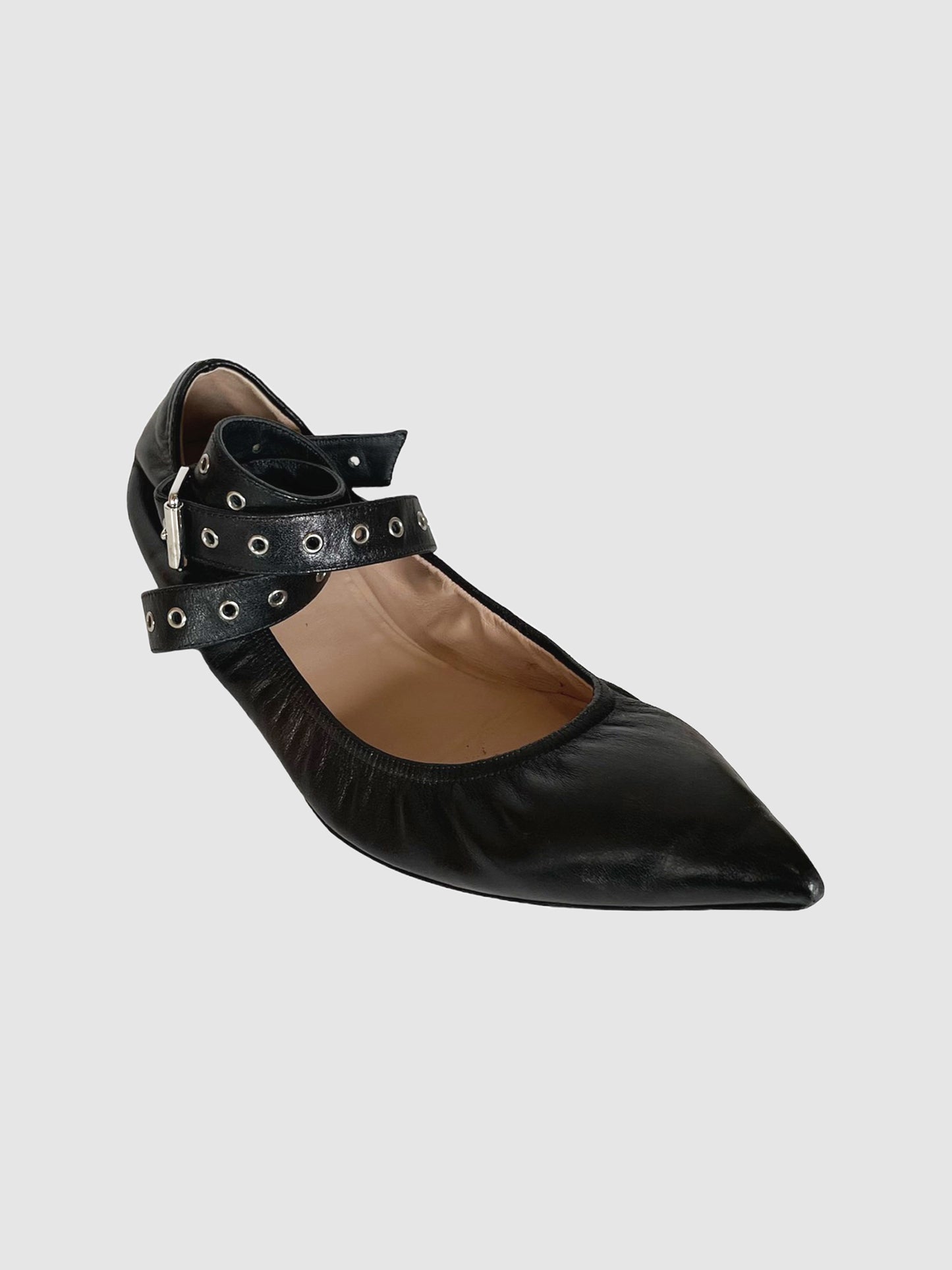 Valentino Love Latch Ankle Strap Scrunchie Ballerina Flats - Size 40