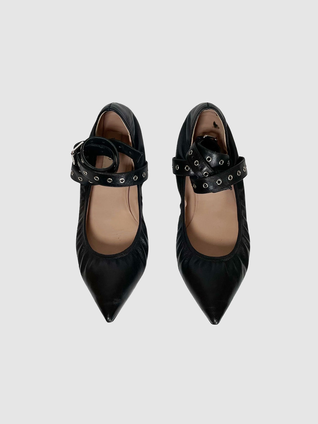 Love Latch Ankle Strap Scrunchie Ballerina Flats - Size 40