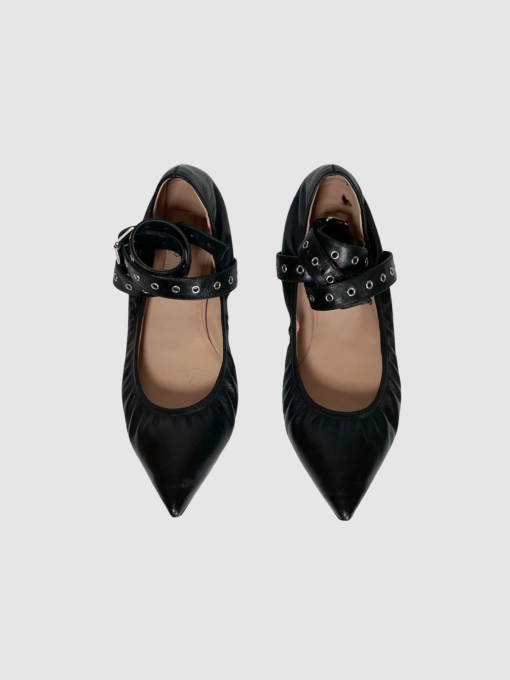 Love Latch Ankle Strap Scrunchie Ballerina Flats - Size 40