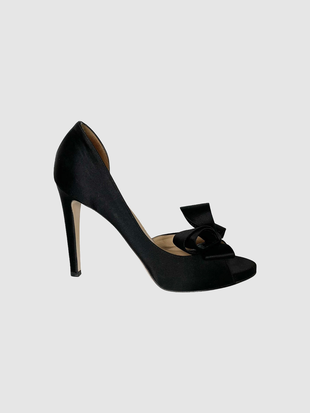 Satin Open Toe Pumps - Size 39