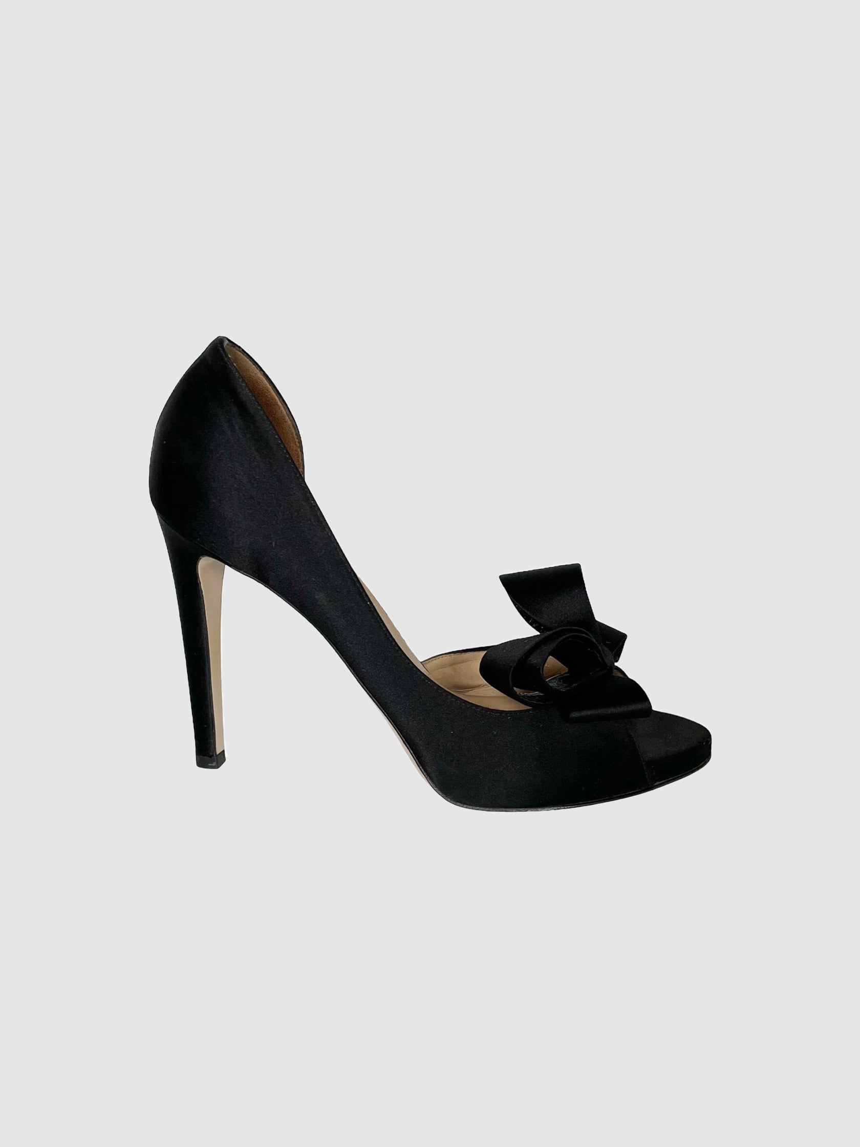 Satin Open Toe Pumps - Size 39