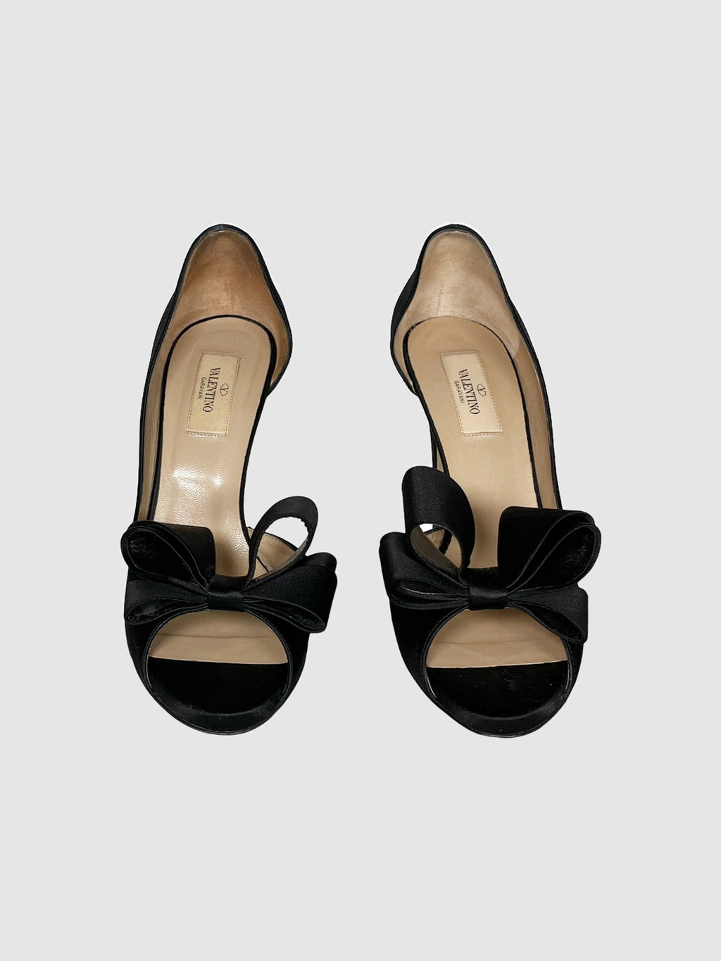 Satin Open Toe Pumps - Size 39