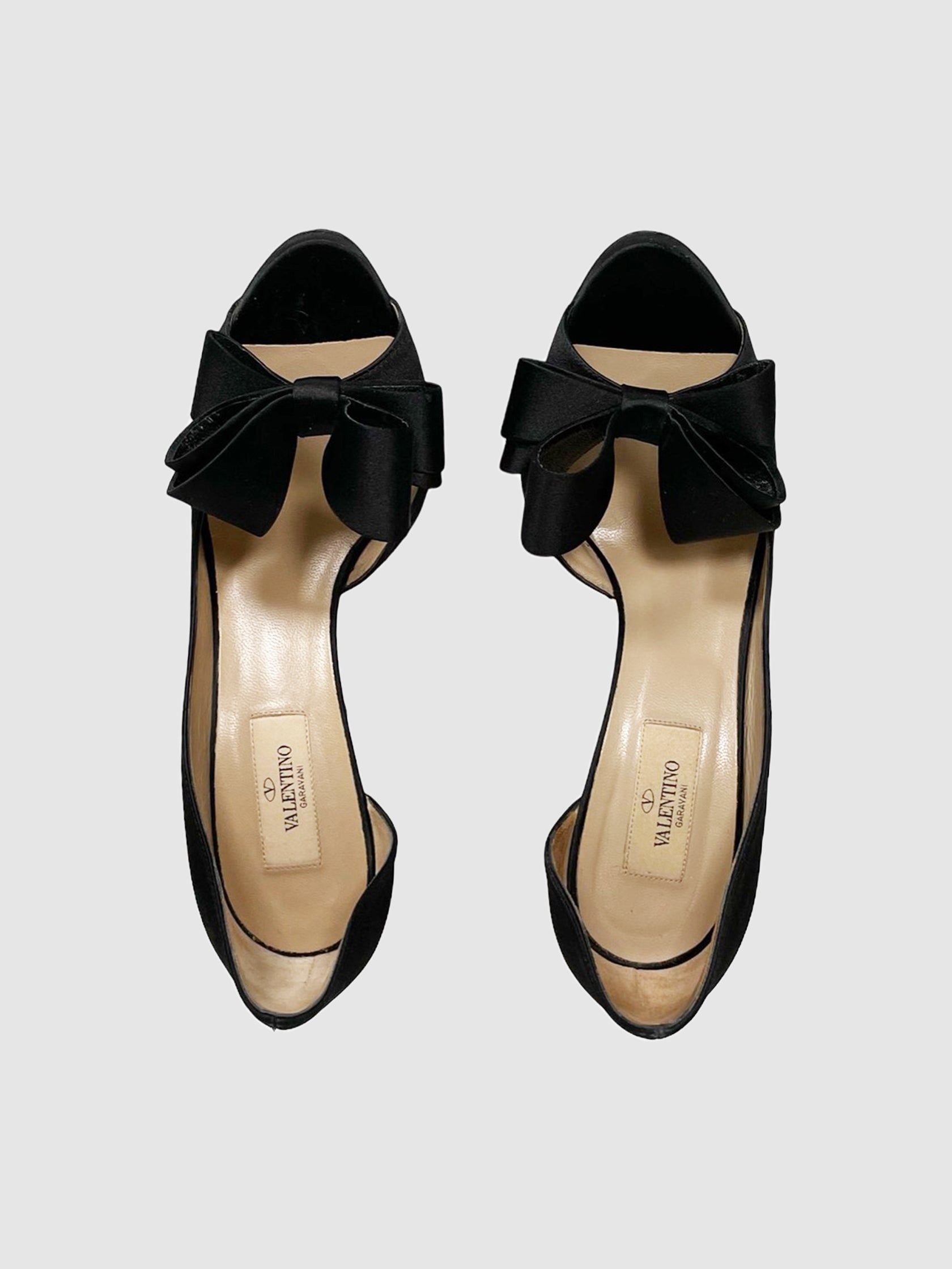 Satin Open Toe Pumps - Size 39