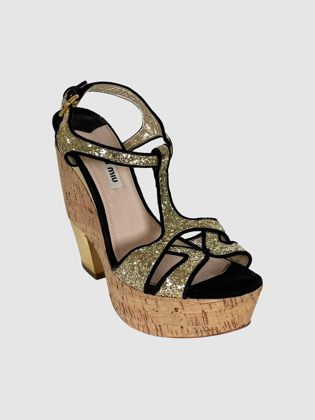 Glitter Strappy Platform Wedges - Size 37