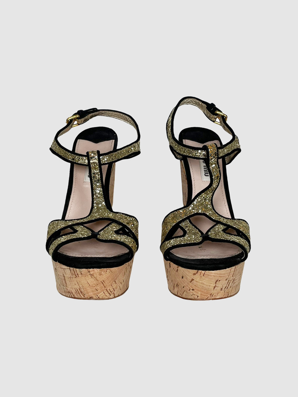 Glitter Strappy Platform Wedges - Size 37