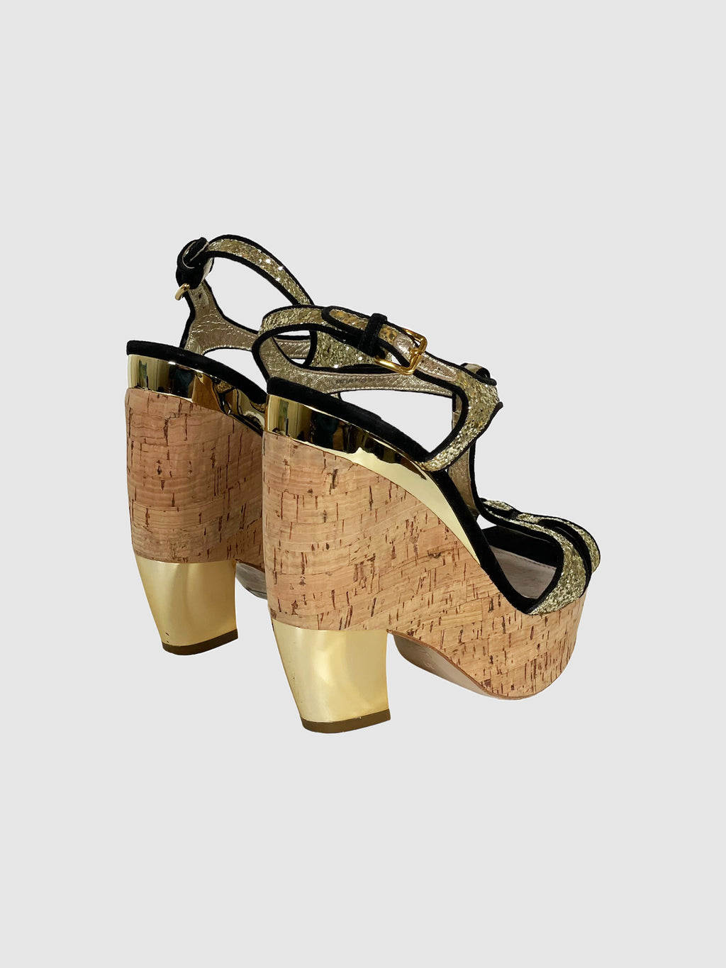 Glitter Strappy Platform Wedges - Size 37