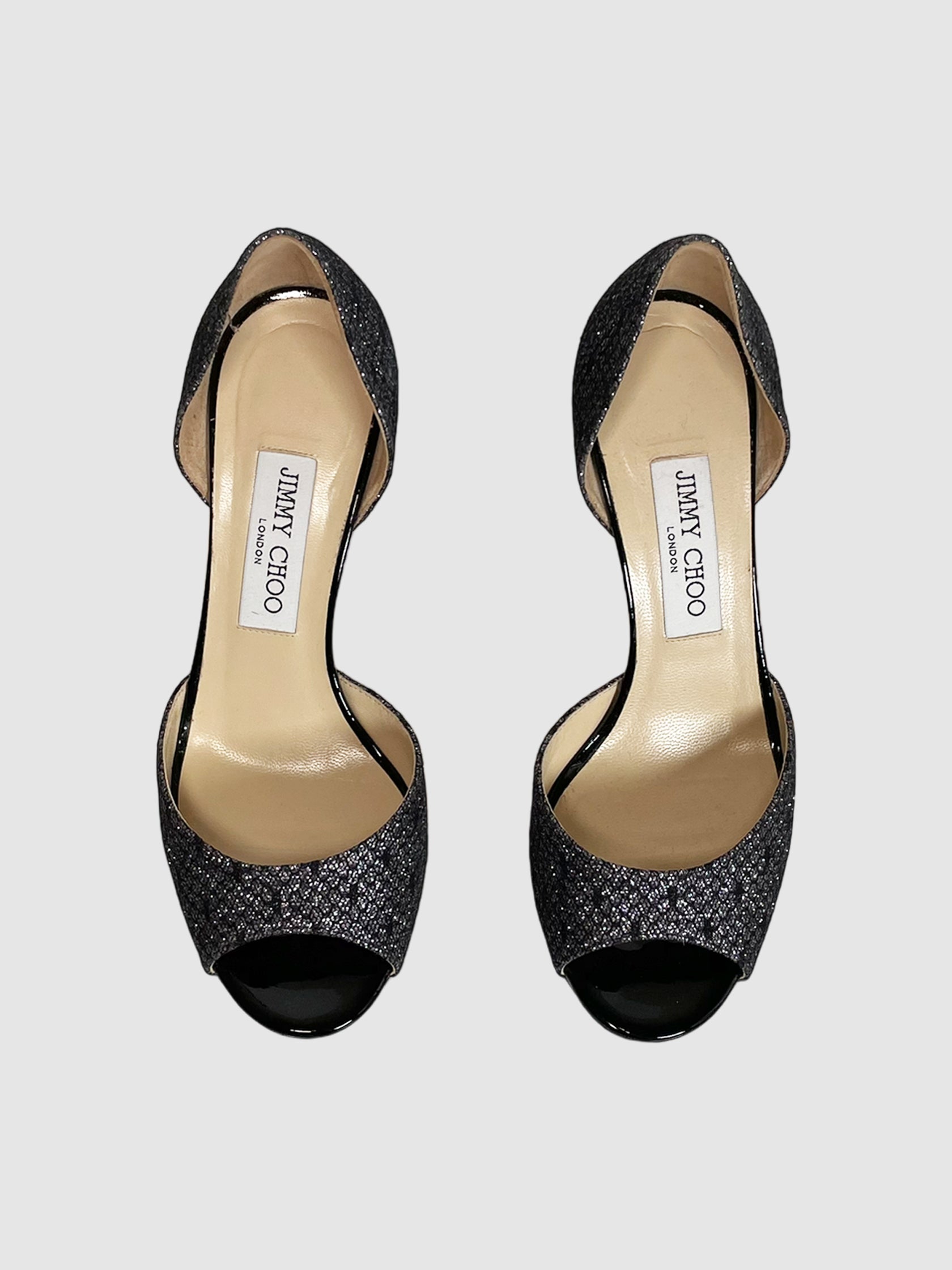 Glitter Peep Toe Pumps - Size 37.5