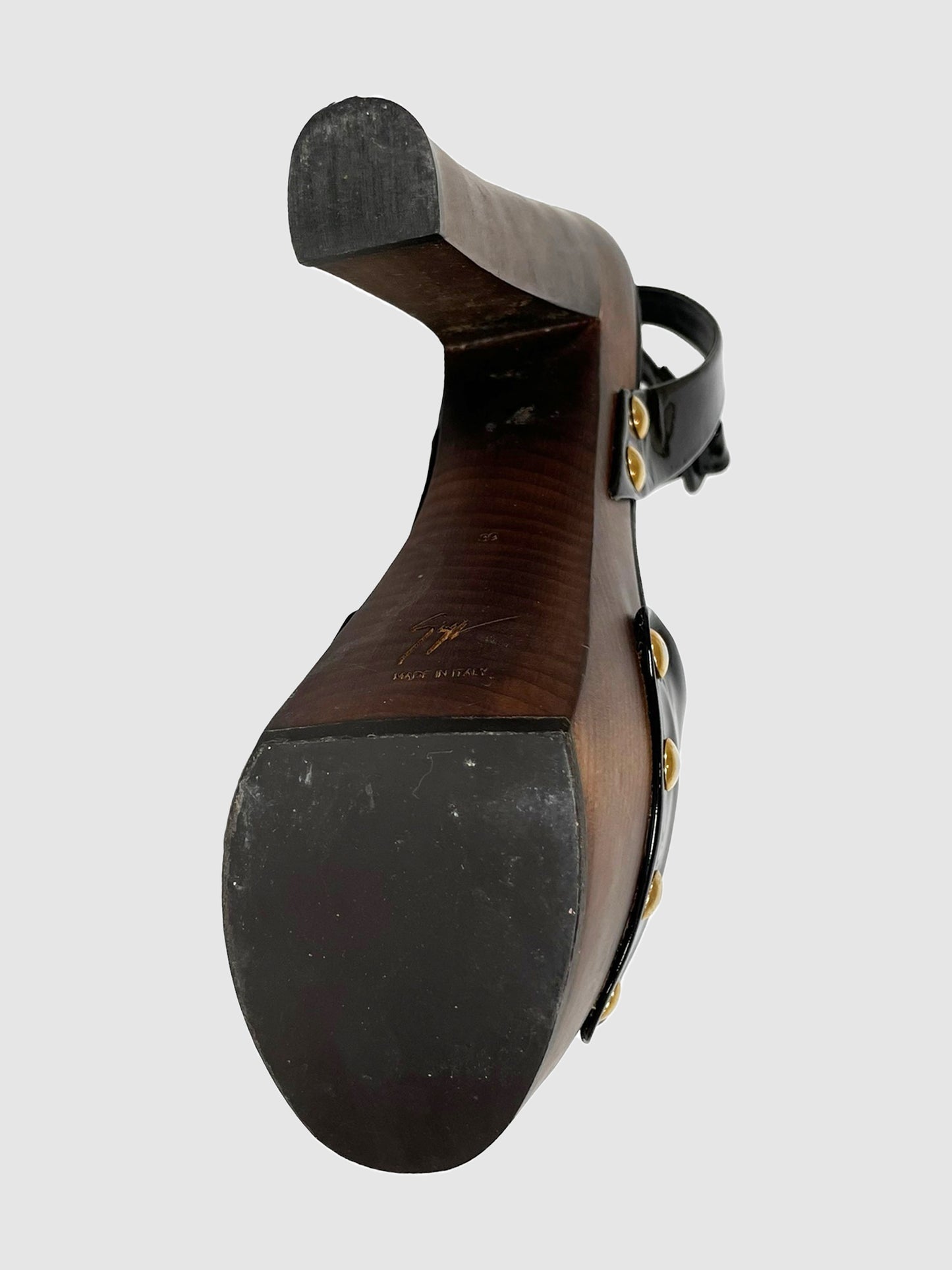 Giuseppe Zanotti Patent Leather Pumps with Wooden Platform - Size 39