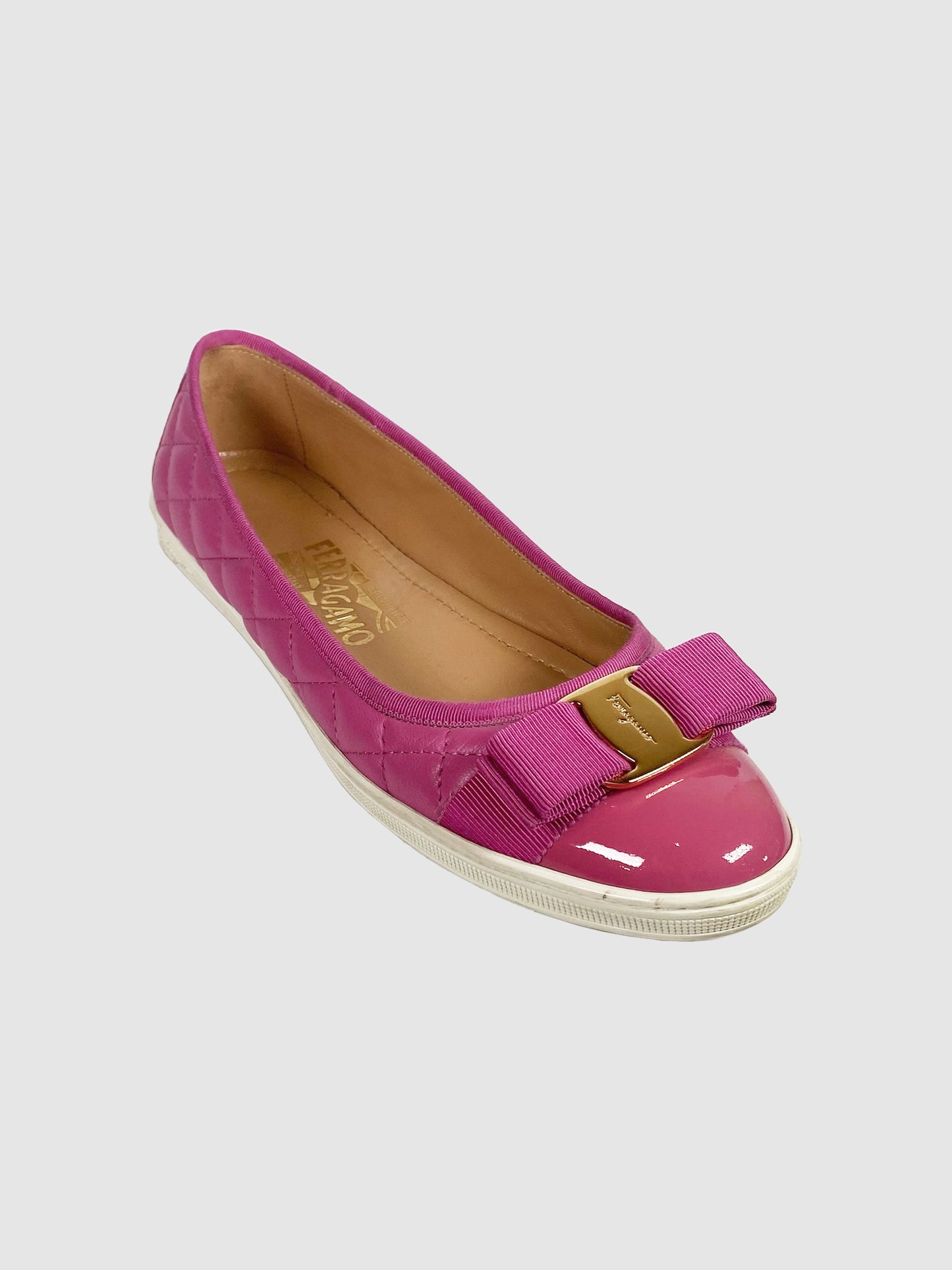 Patent Quilted Leather Flats - Size 7