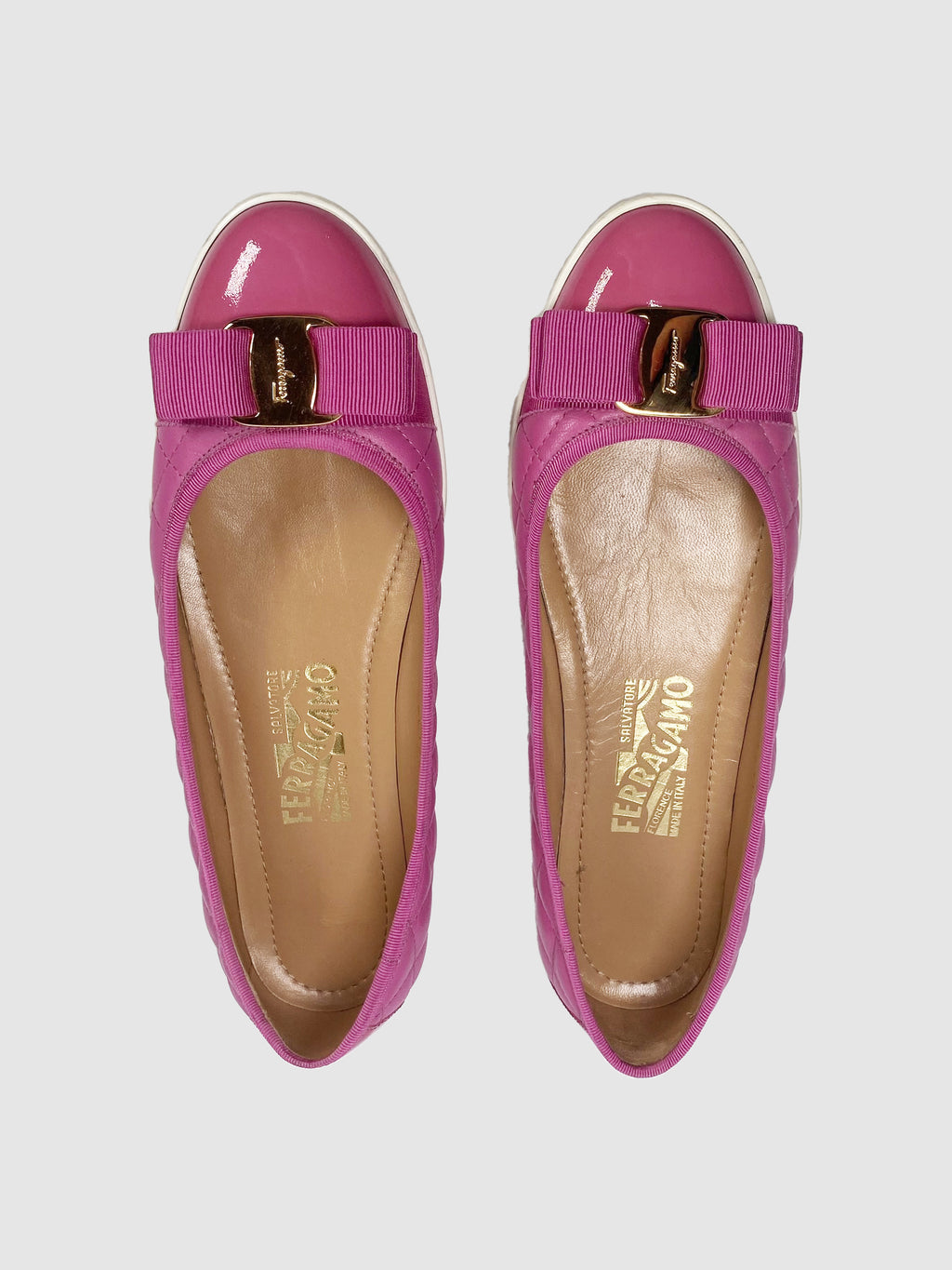 Patent Quilted Leather Flats - Size 7