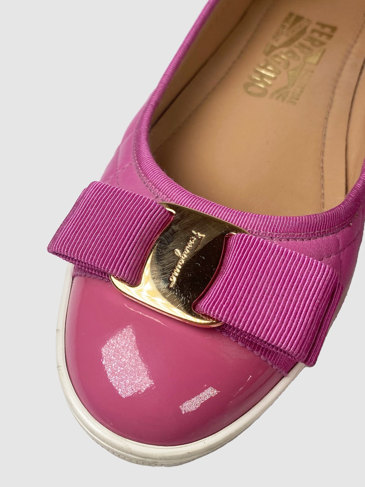 Patent Quilted Leather Flats - Size 7