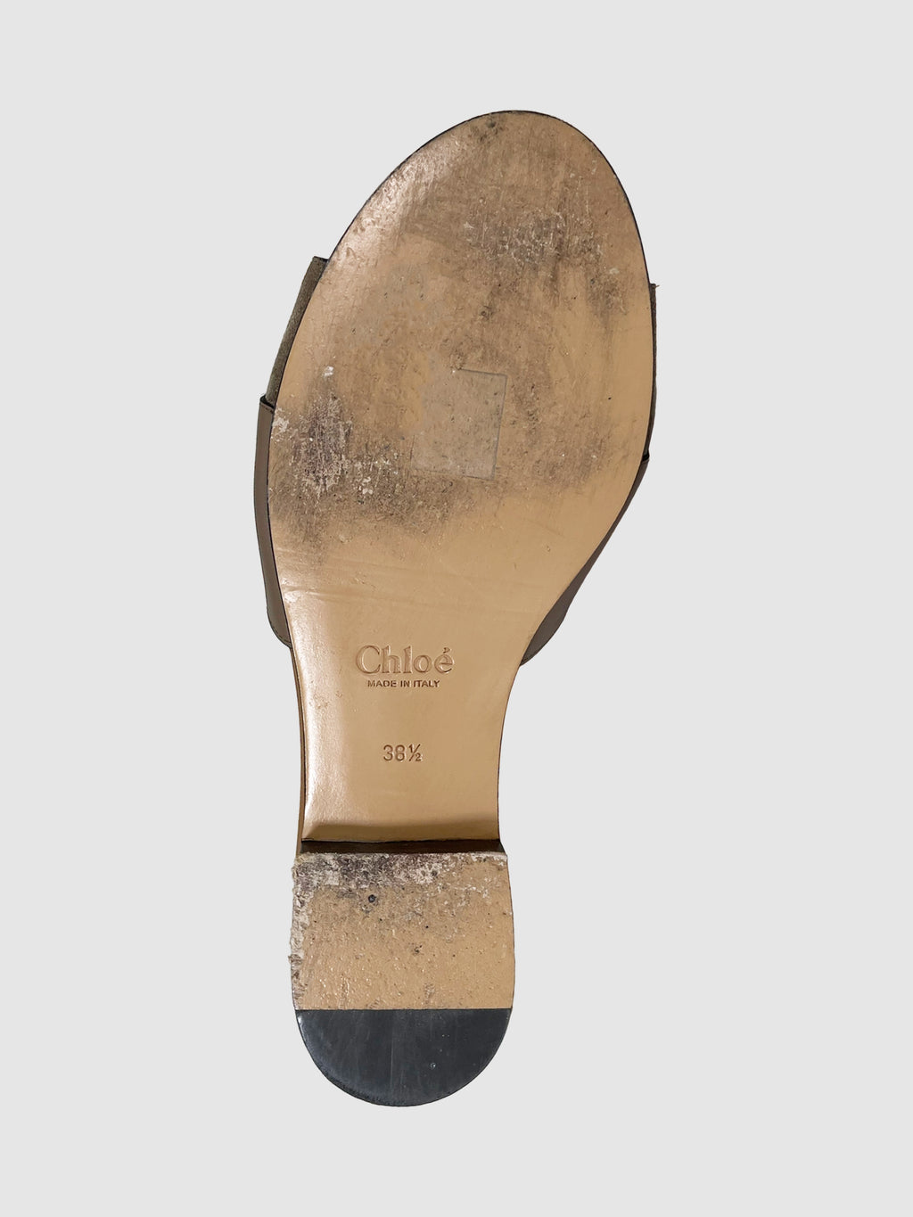 C Flat Leather Slide Sandals - Size 38.5