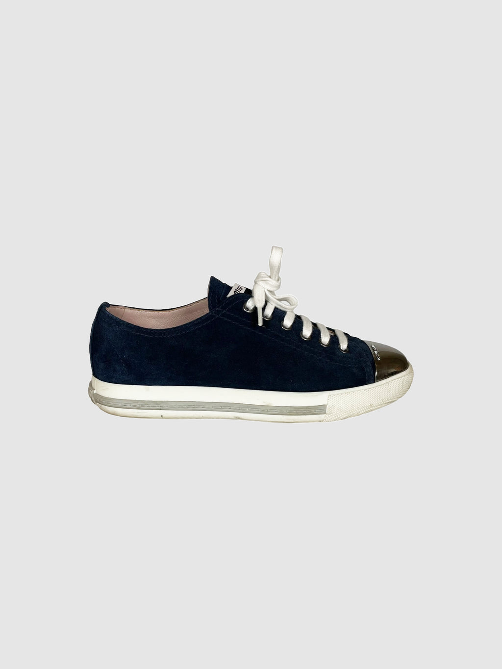 Miu Miu Suede Metal Cap Sneakers - Size 36