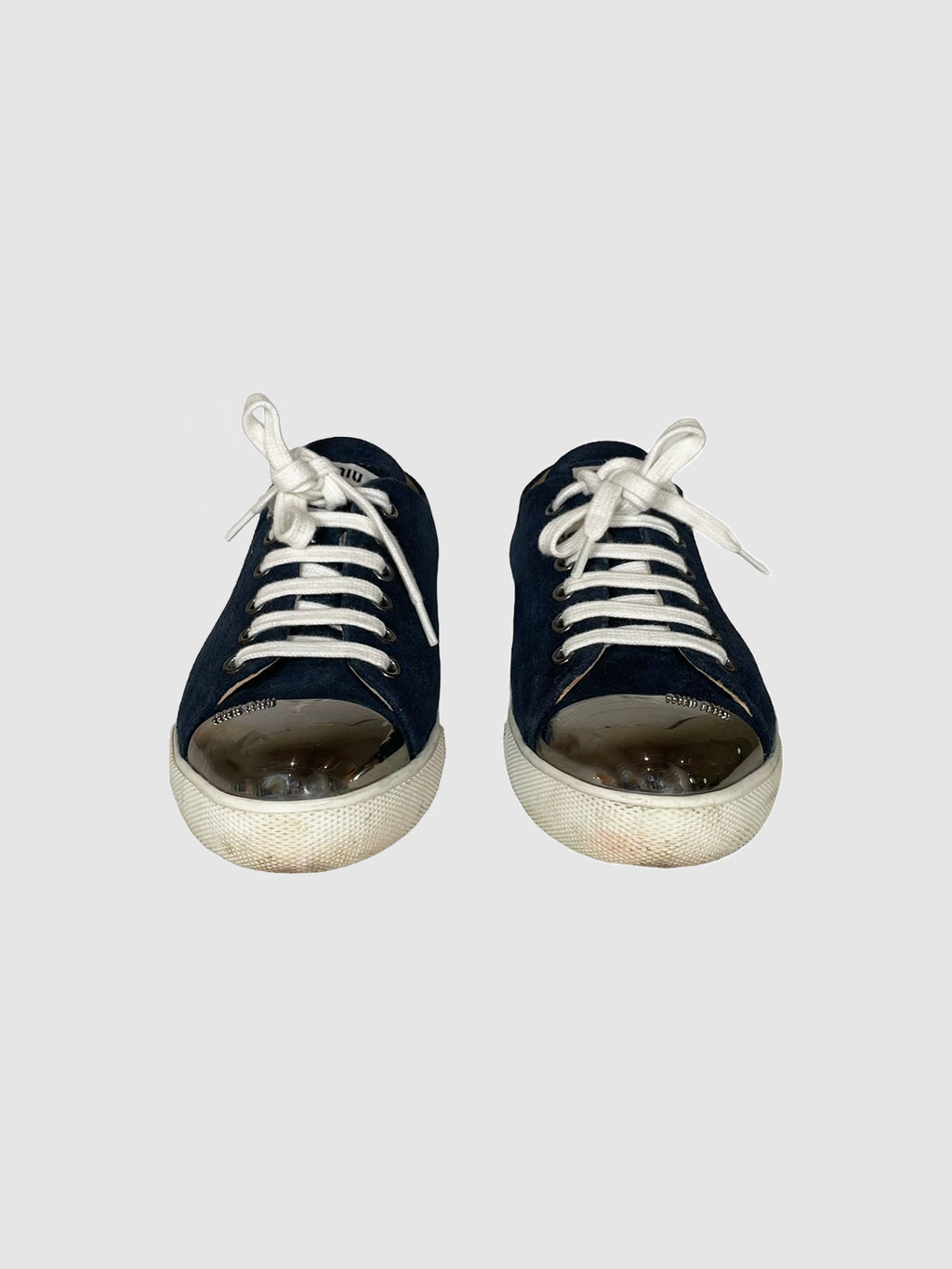 Miu Miu Suede Metal Cap Sneakers - Size 36