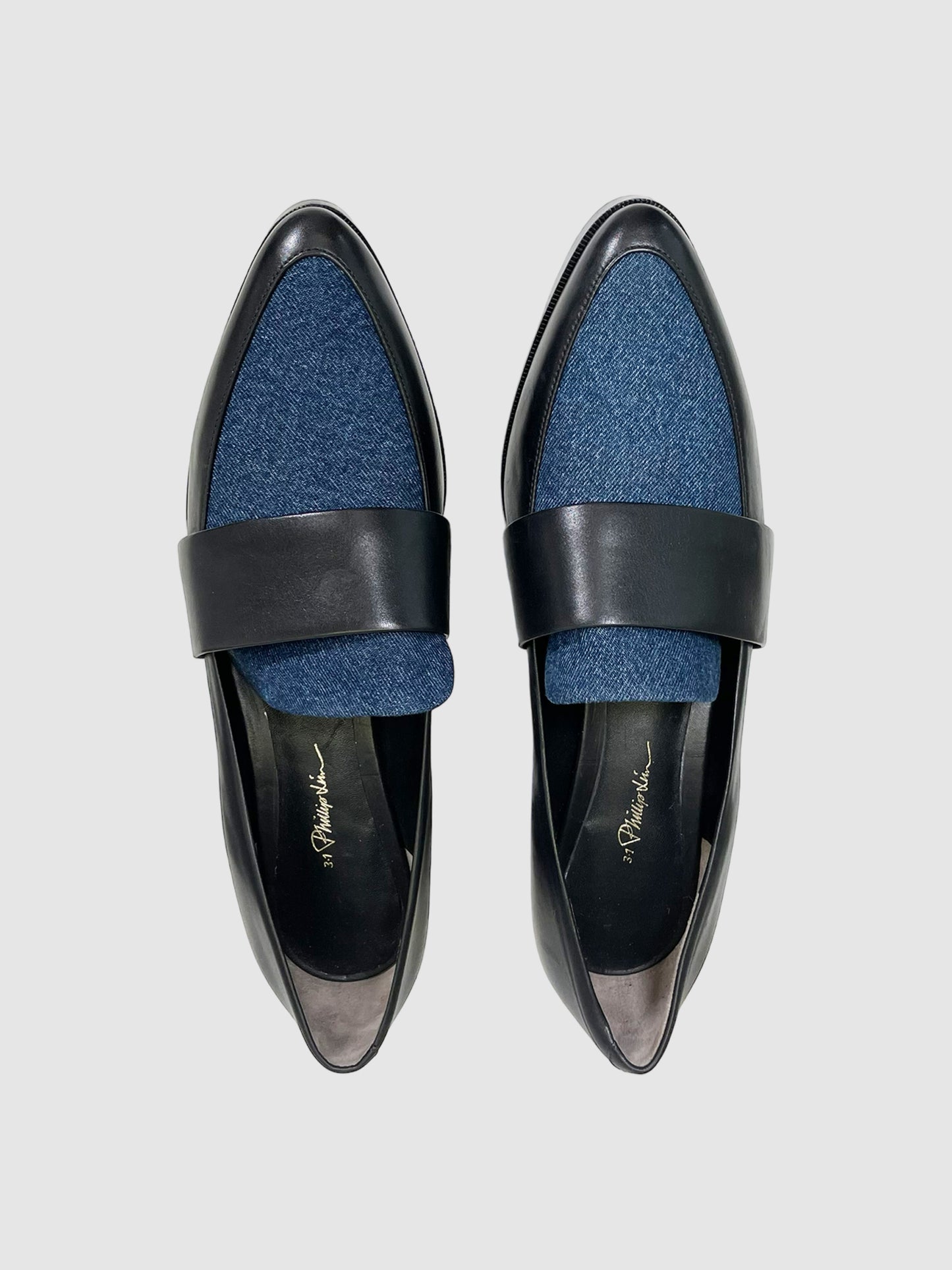 3.1 Phillip Lim Leather and Denim Loafers - Size 40