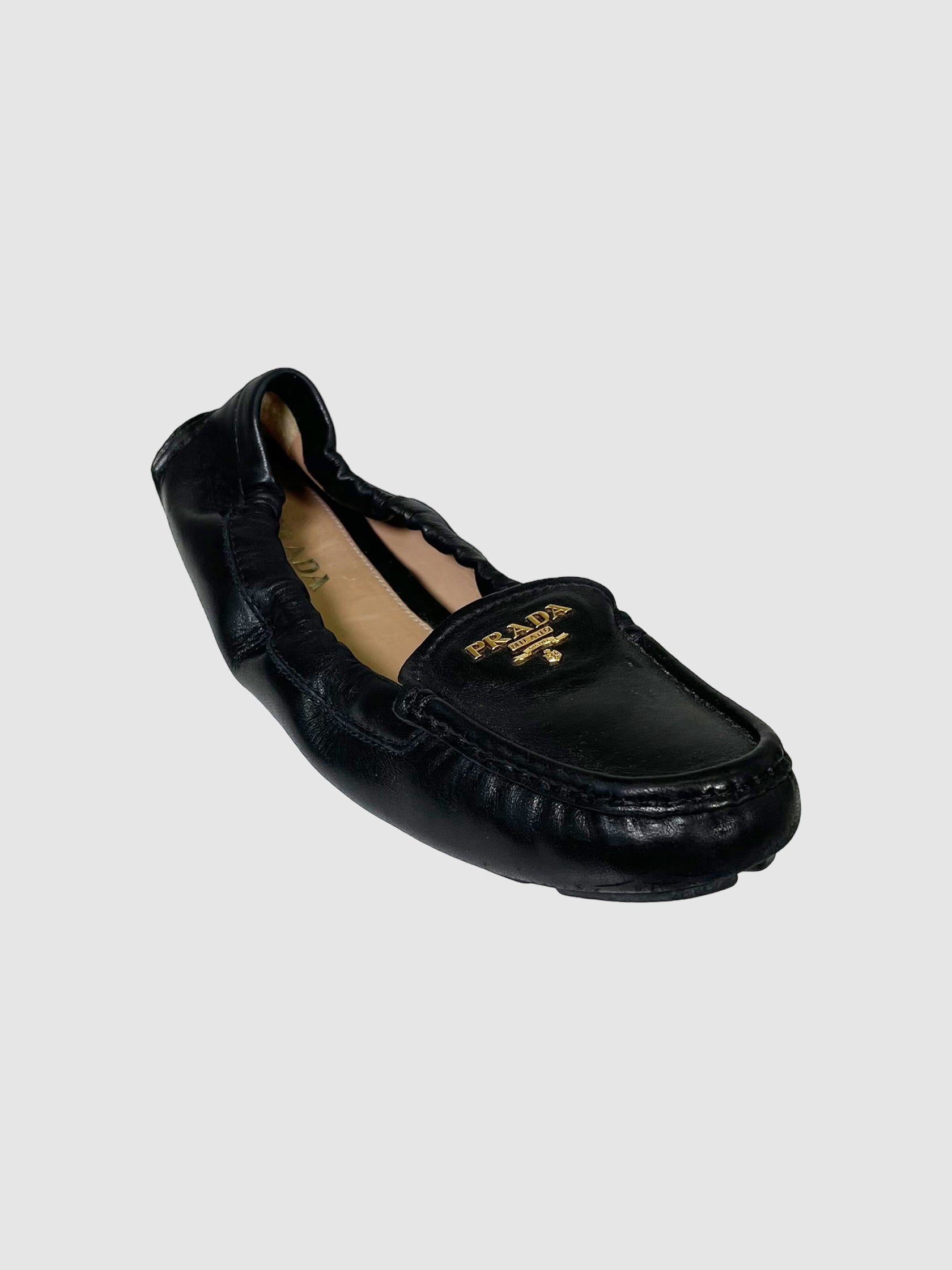 Leather Scrunchie Loafers - Size 37.5