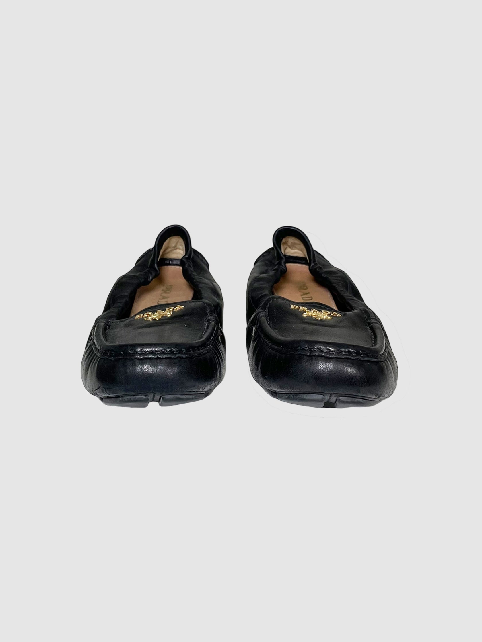 Leather Scrunchie Loafers - Size 37.5