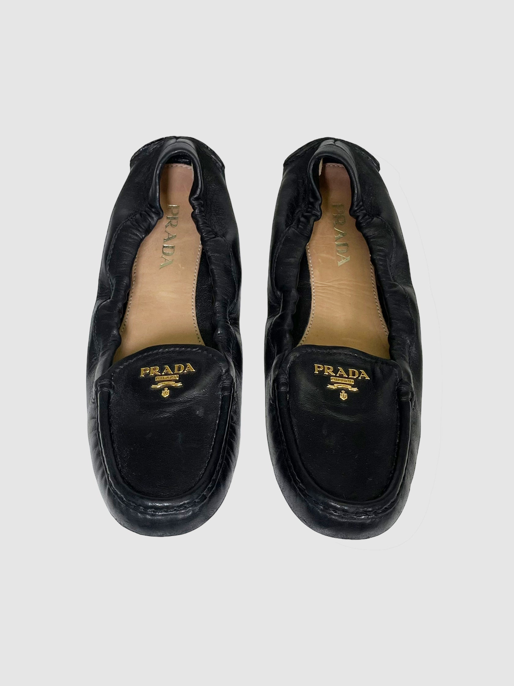 Leather Scrunchie Loafers - Size 37.5