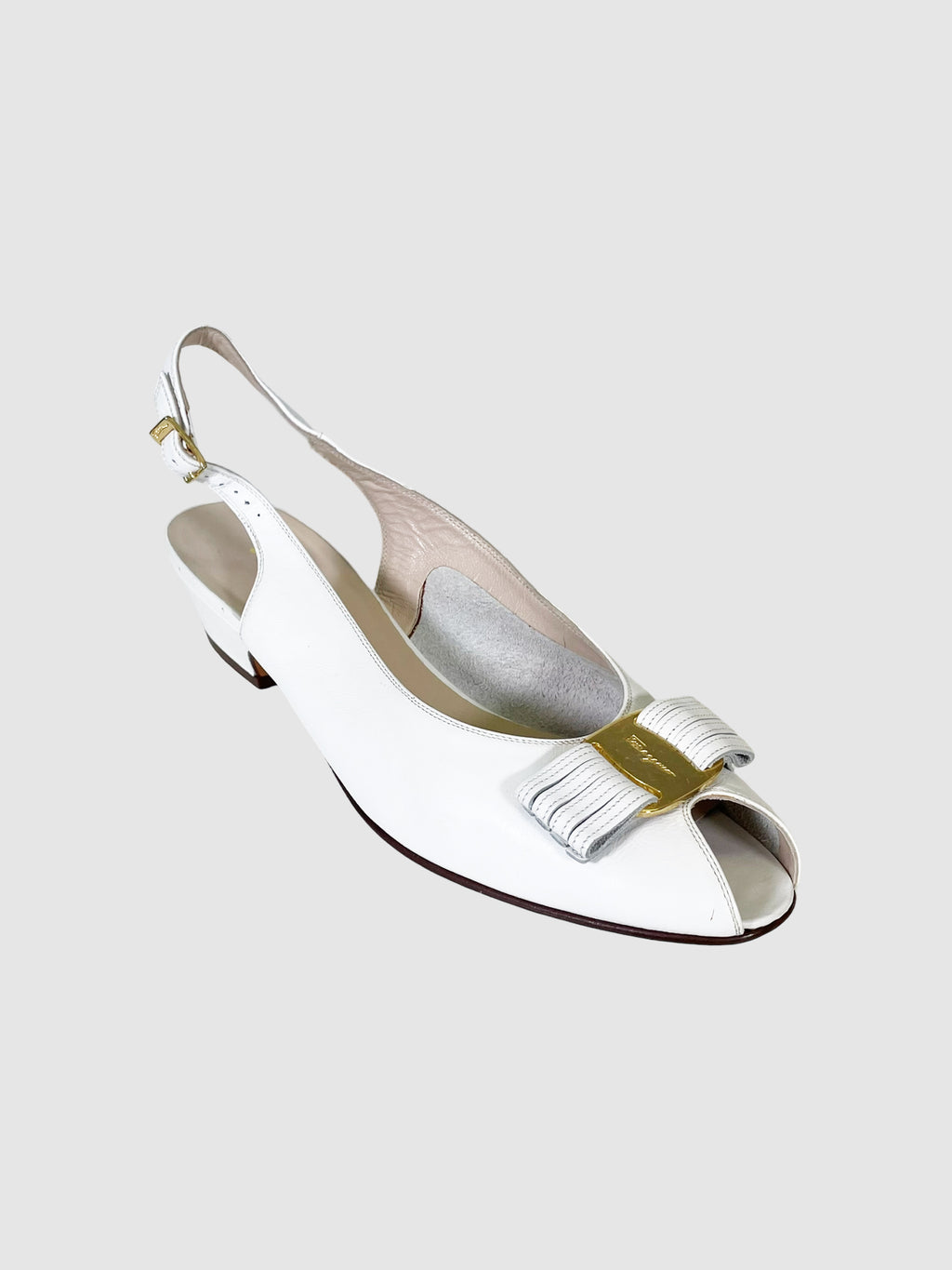 Salvatore Ferragamo Slingback Peep Toe Flats - Size 8