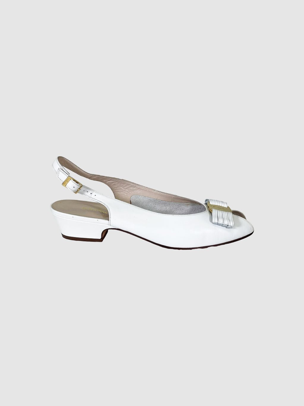 Salvatore Ferragamo Slingback Peep Toe Flats - Size 8