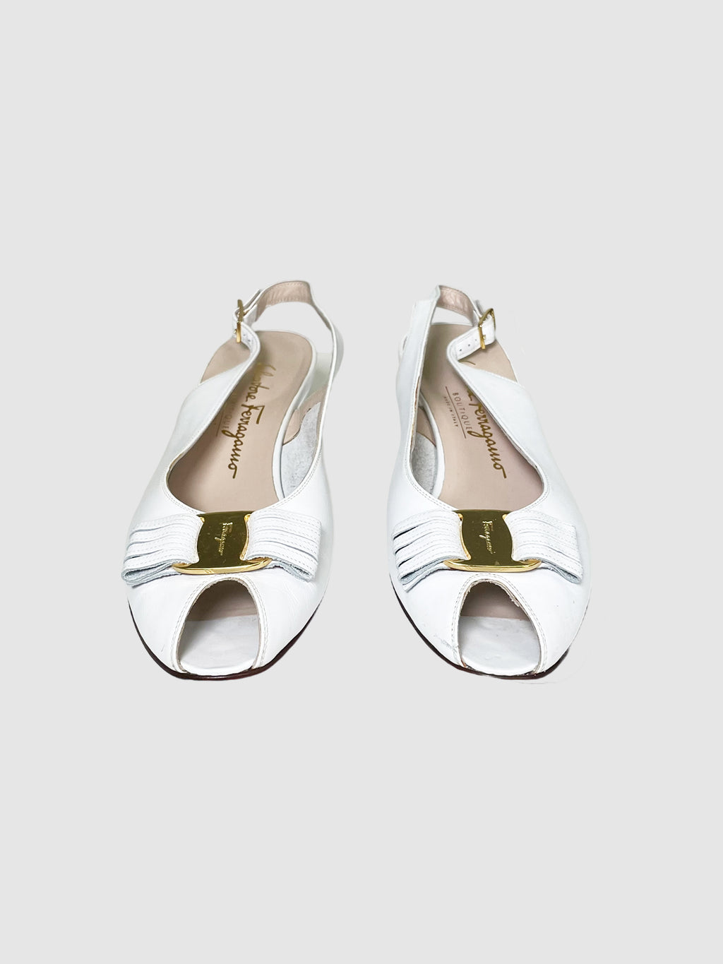 Salvatore Ferragamo Slingback Peep Toe Flats - Size 8