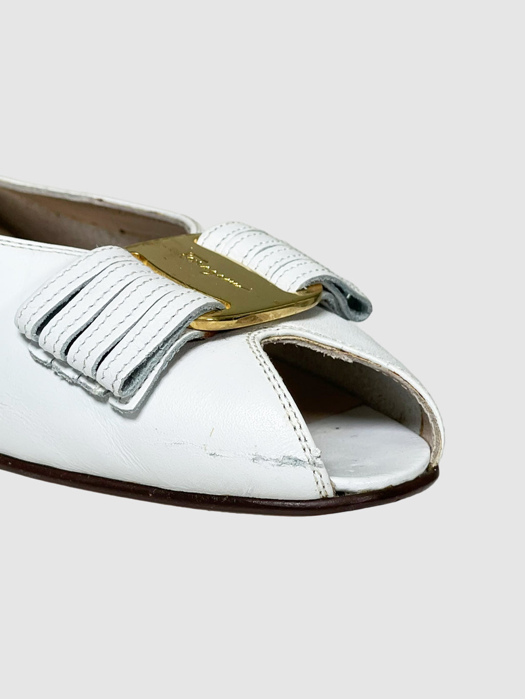 Salvatore Ferragamo Slingback Peep Toe Flats - Size 8