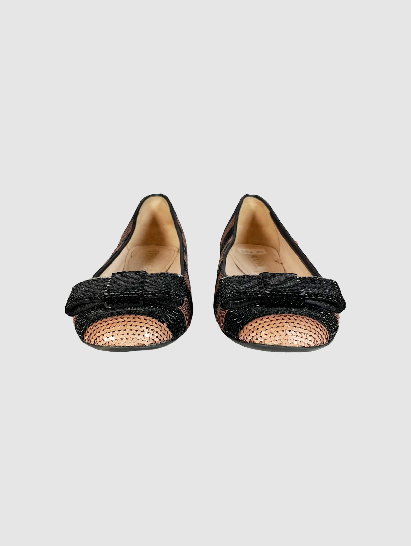 Stripe Sequin Ballerina Flats - Size 40