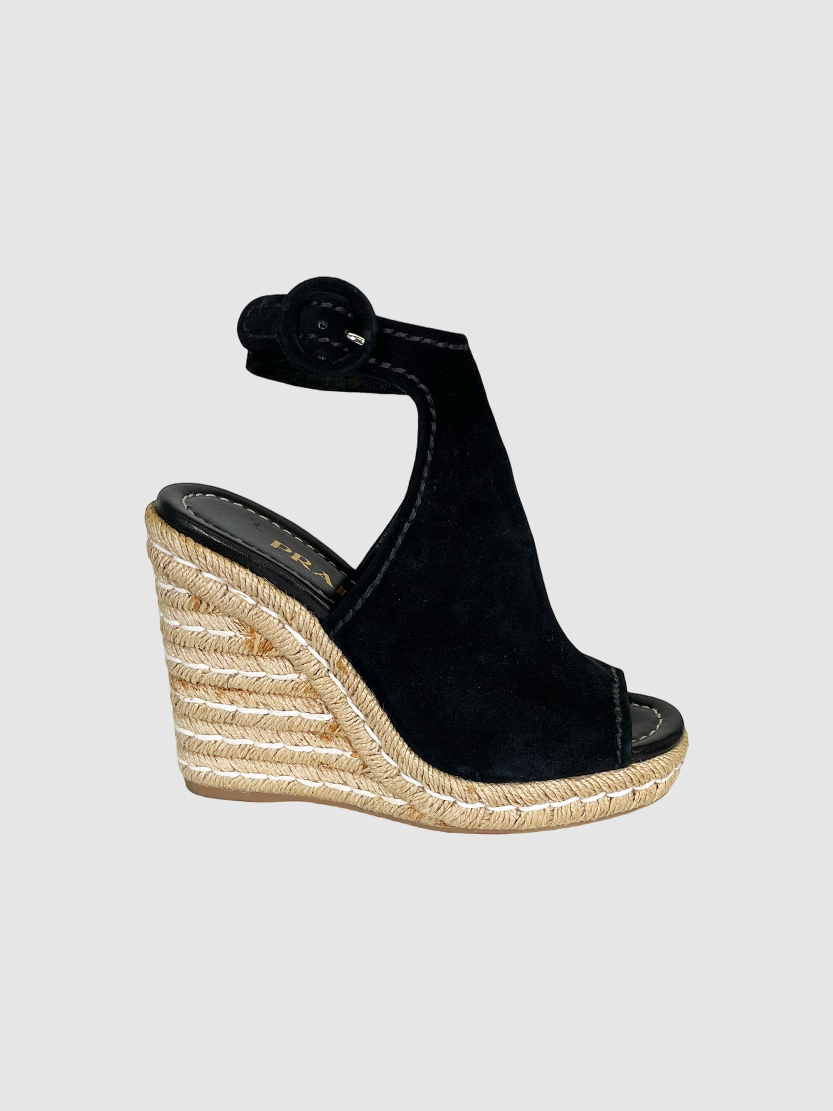 Suede Espadrille Wedges - Size 35