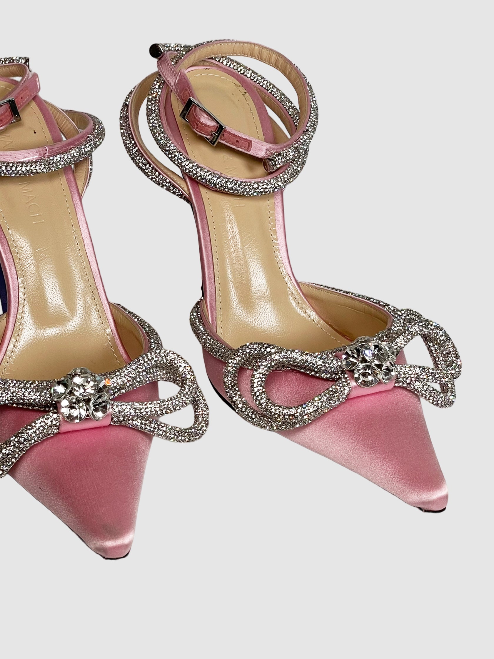 Mach & Mach Double Bow 110 Crystal and Silk-Satin Pumps - Size 37