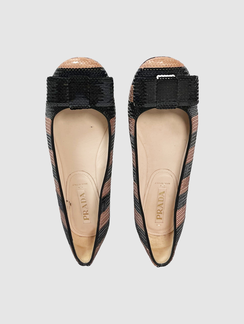 Stripe Sequin Ballerina Flats - Size 40