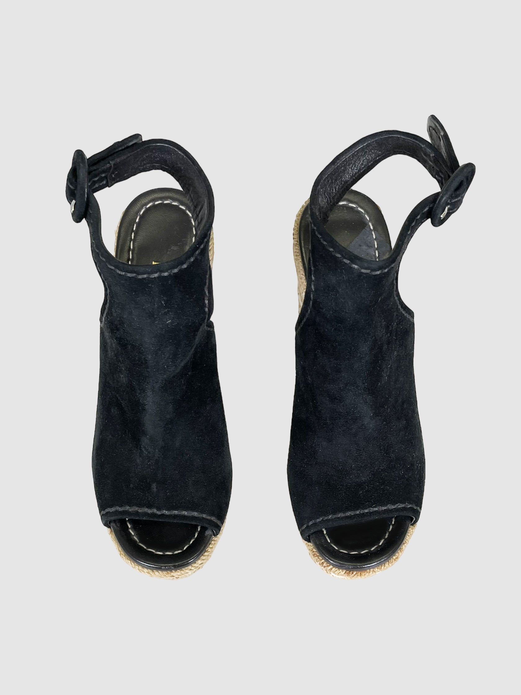 Suede Espadrille Wedges - Size 35