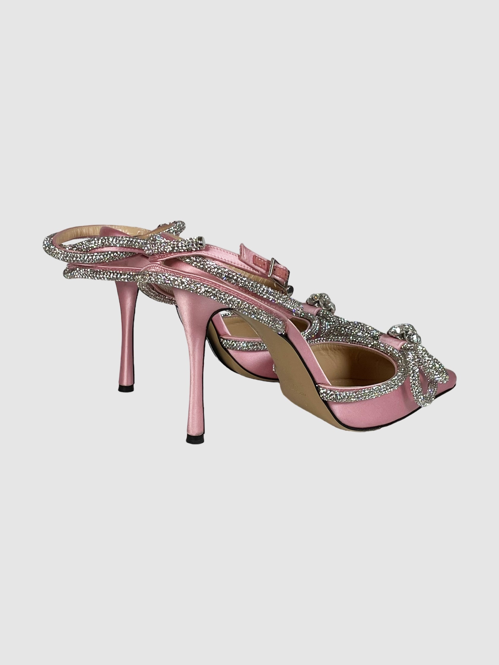 Mach & Mach Double Bow 110 Crystal and Silk-Satin Pumps - Size 37