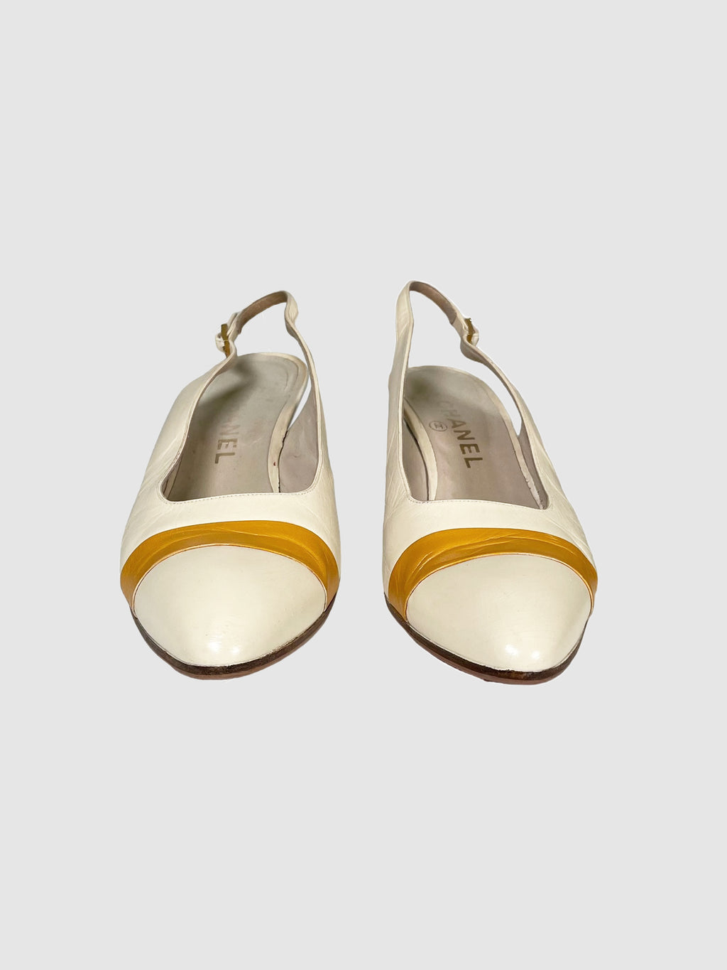 Leather Two-Tone Slingback Pumps - Size 39