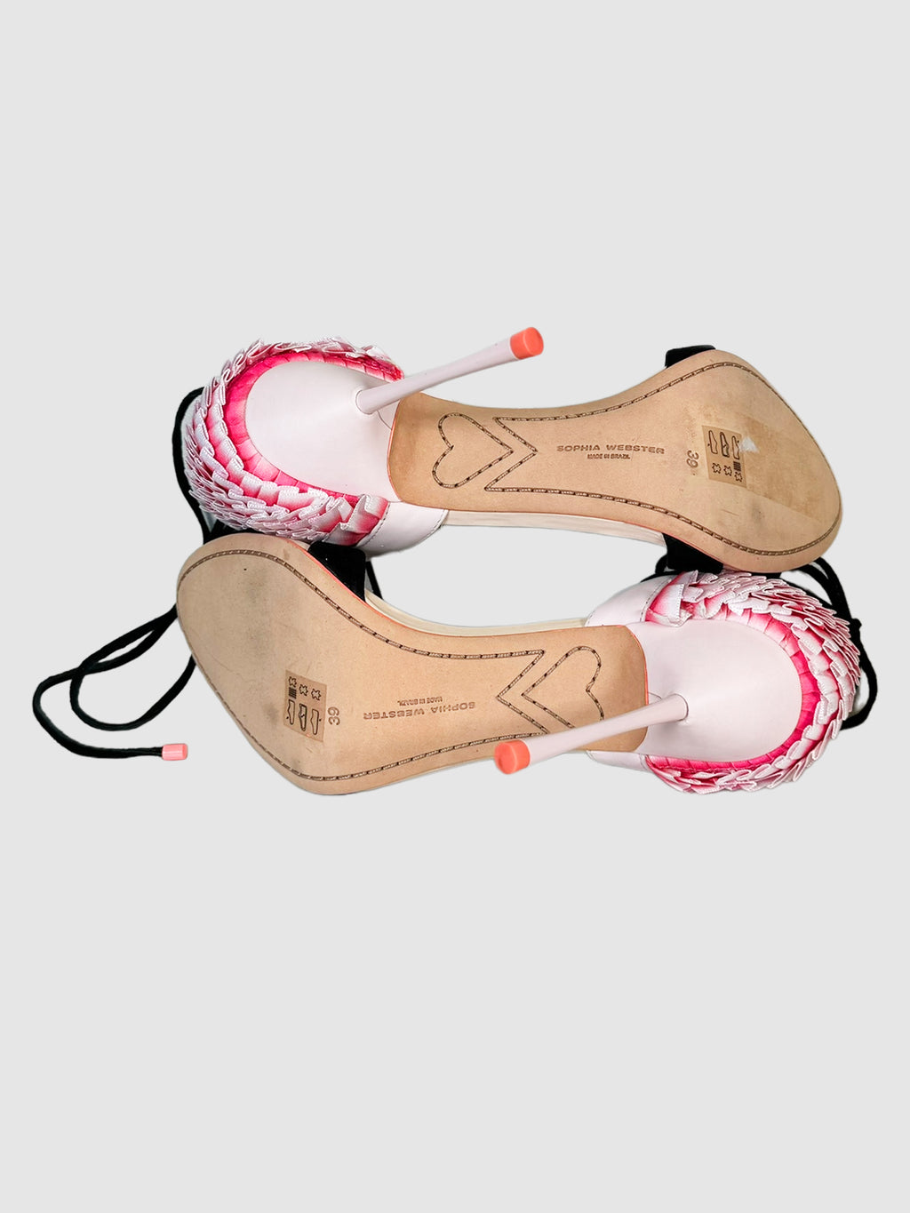 Flamingo Frill Ankle Wrap Pumps - Size 39