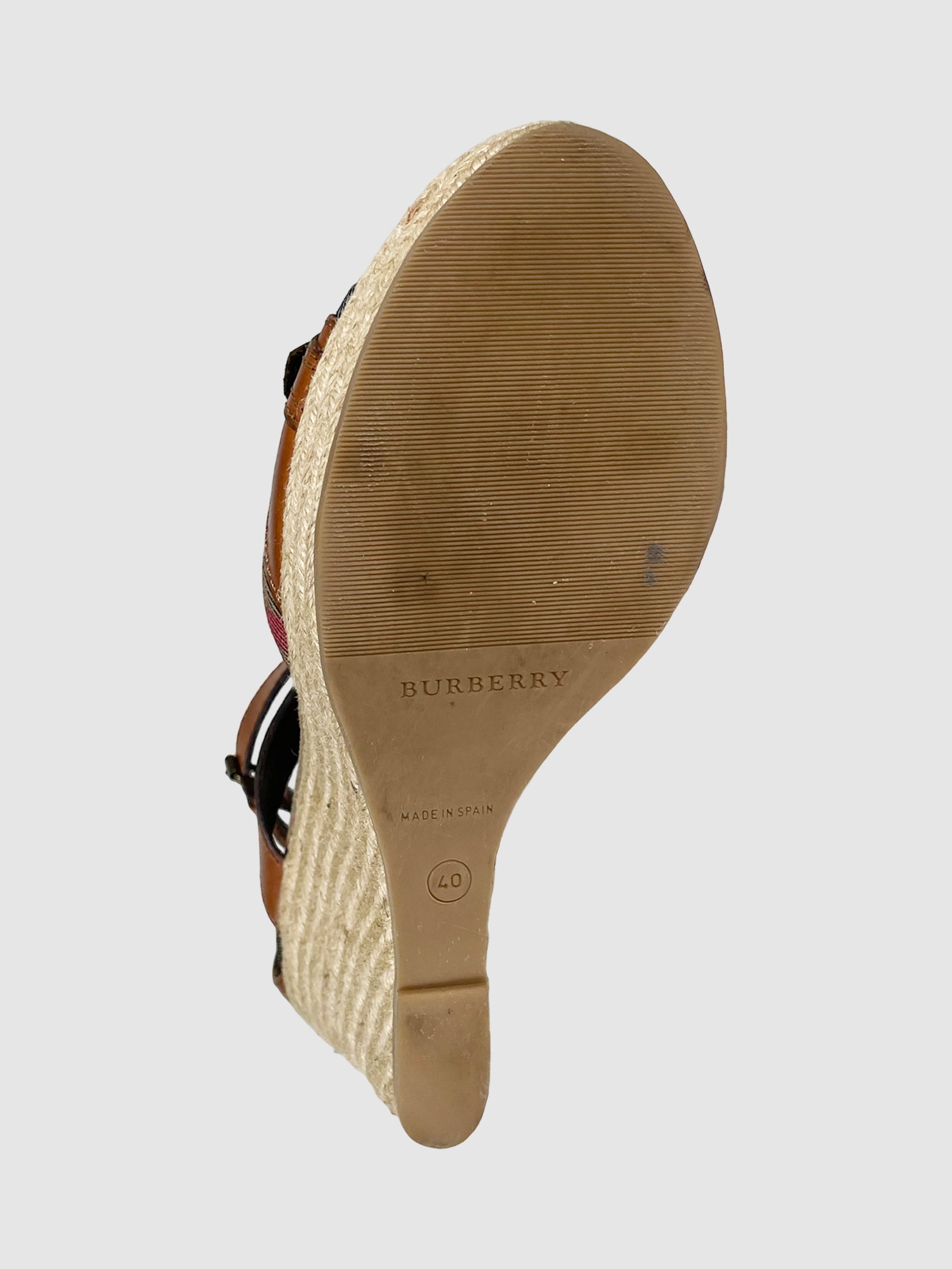 Nova Check Canvas Espadrille Wedges - Size 40