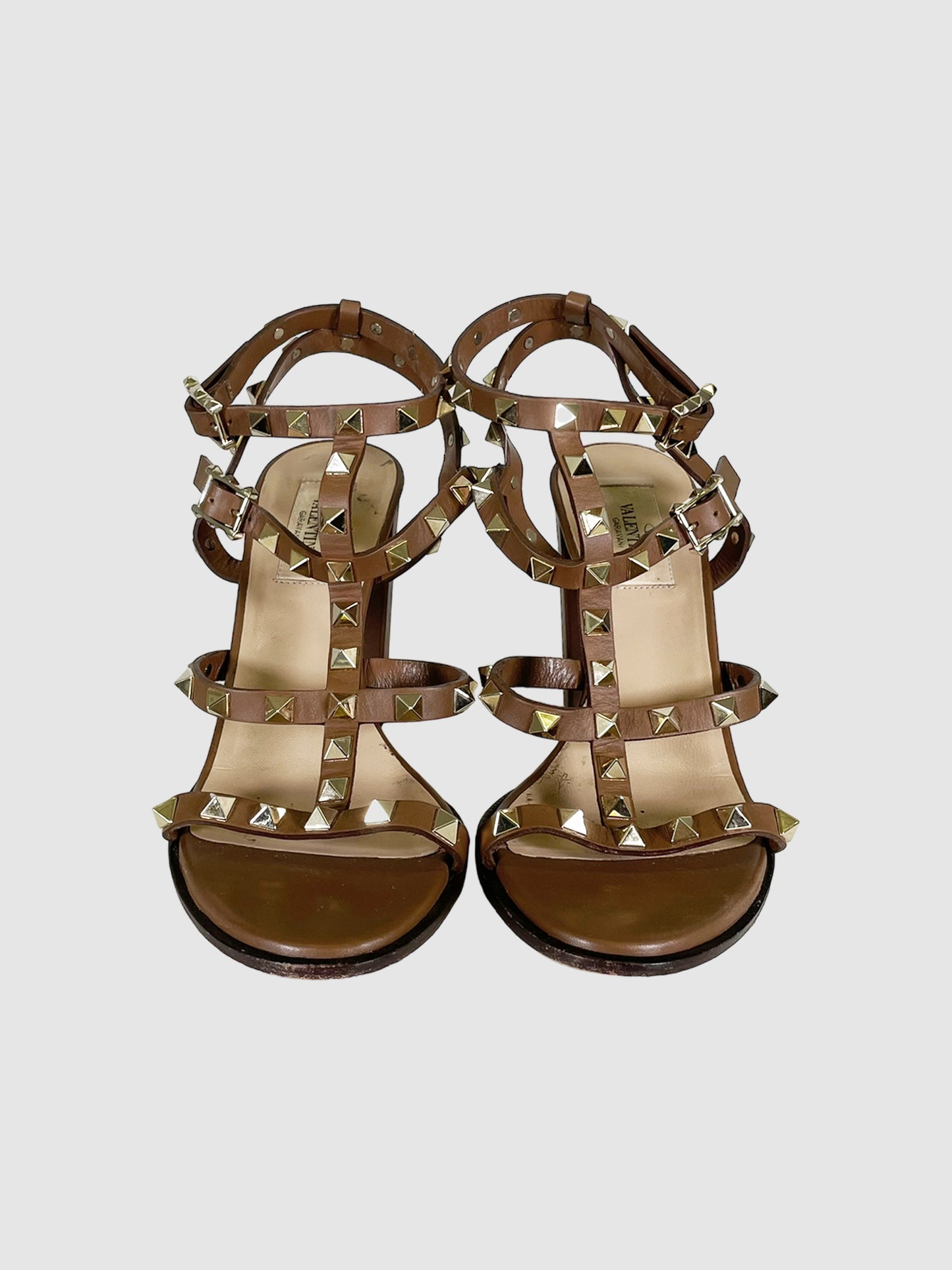 Valentino Leather Rockstud Sandals - Size 37.5