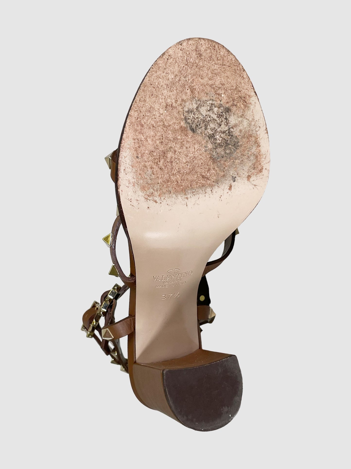 Valentino Leather Rockstud Sandals - Size 37.5