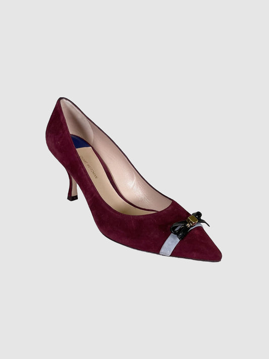 Suede Pumps with Bow - Size 8