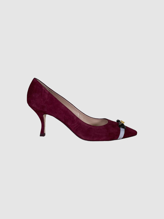 Suede Pumps with Bow - Size 8