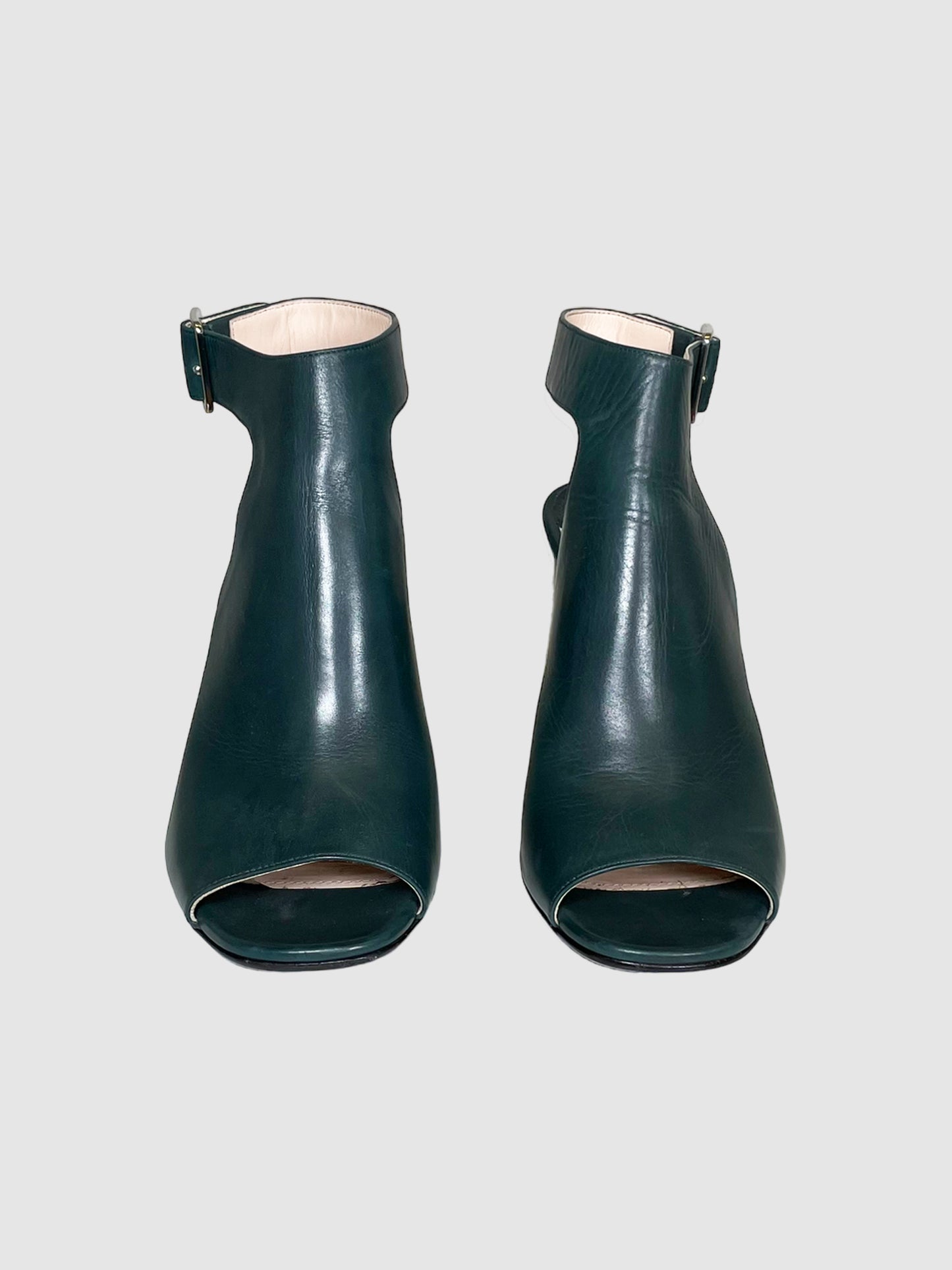 Prada Leather Peep Toe Pumps - Size 38.5